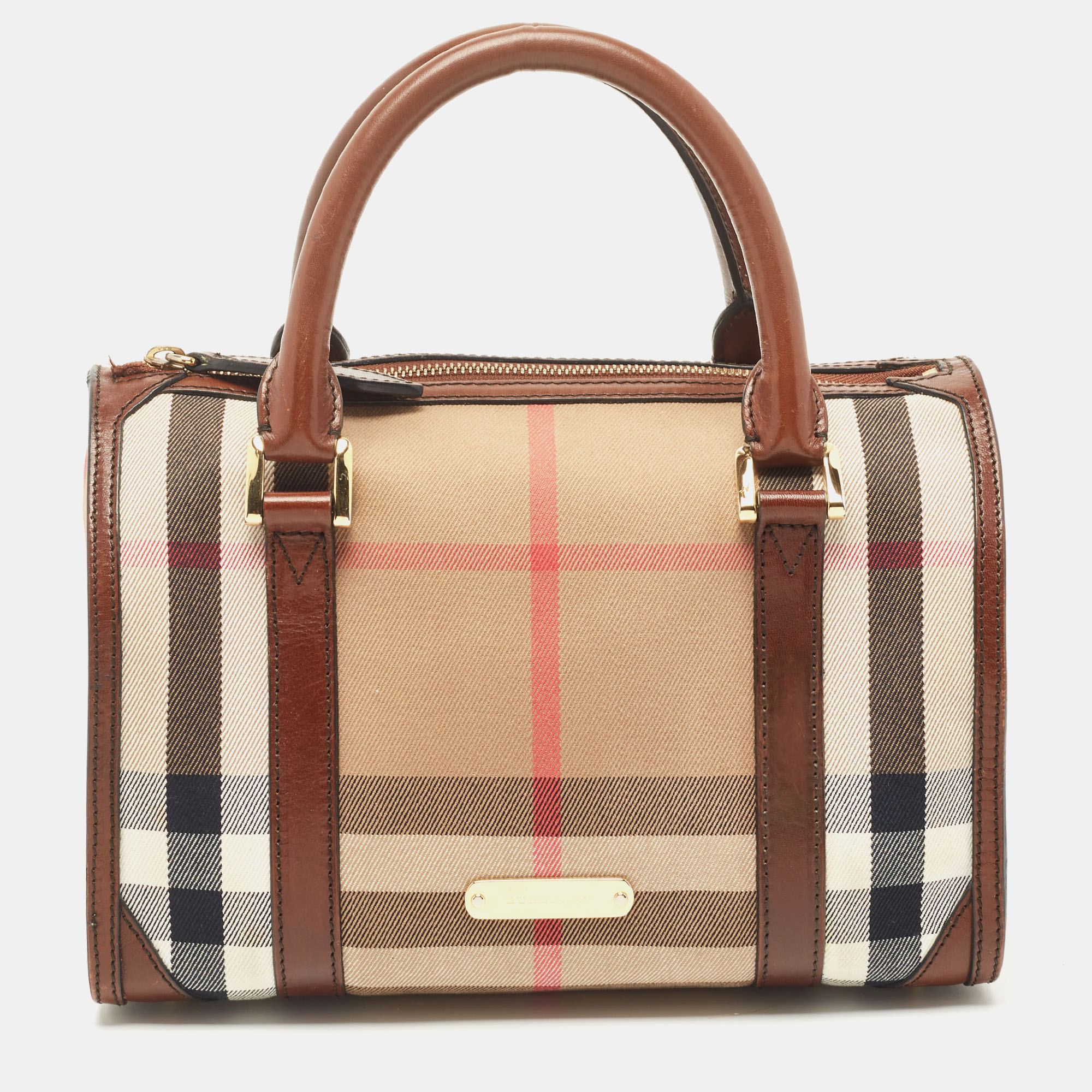 Burberry Brown House Check Canvas and Leather Small Chester Bowler Bag
Burberry Brown House Check Canvas and Leather Small Chester Bowler Bag
