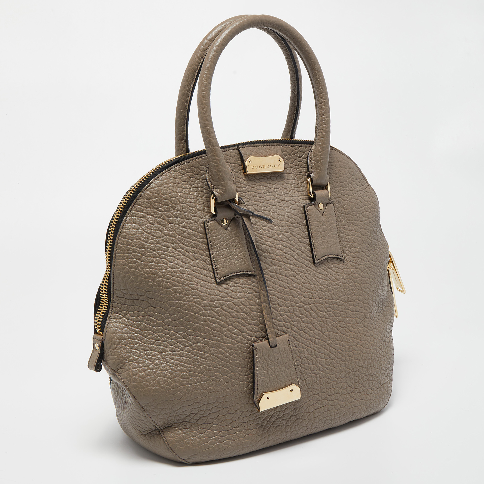 Burberry Grey Leather Orchard Duffel Bag