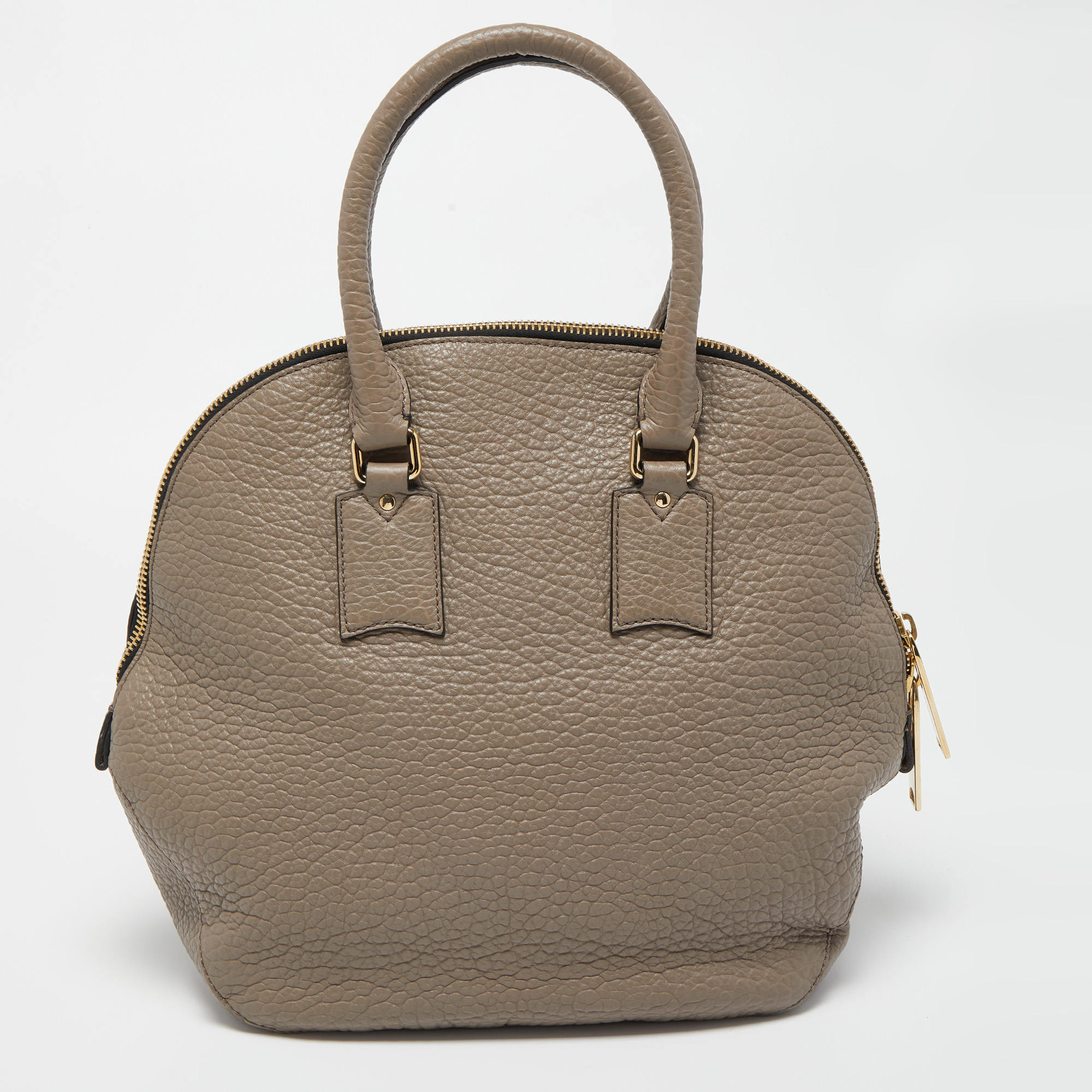Burberry Grey Leather Orchard Duffel Bag