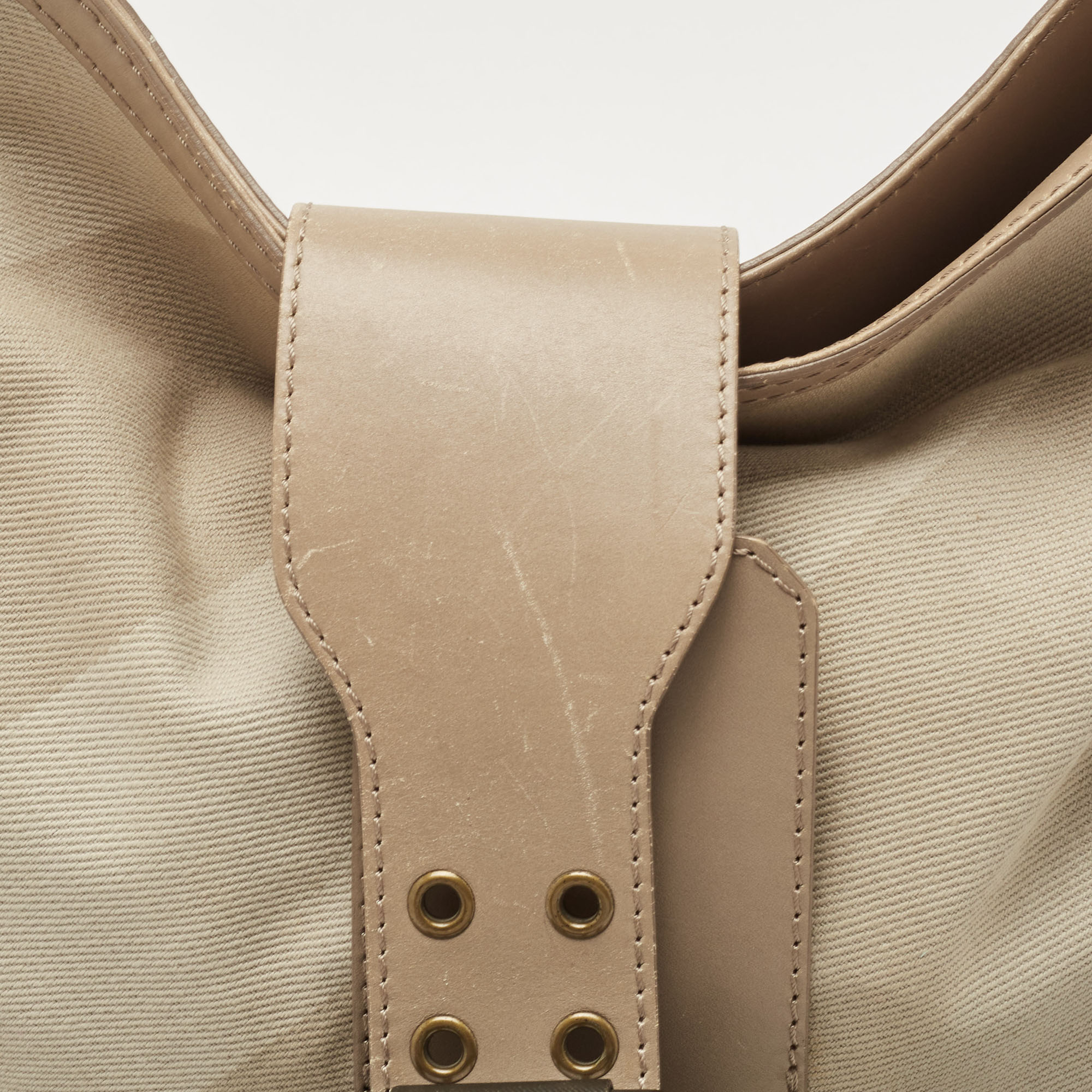 Burberry Taupe Supernova Canvas And Leather Buckle Belted Hobo