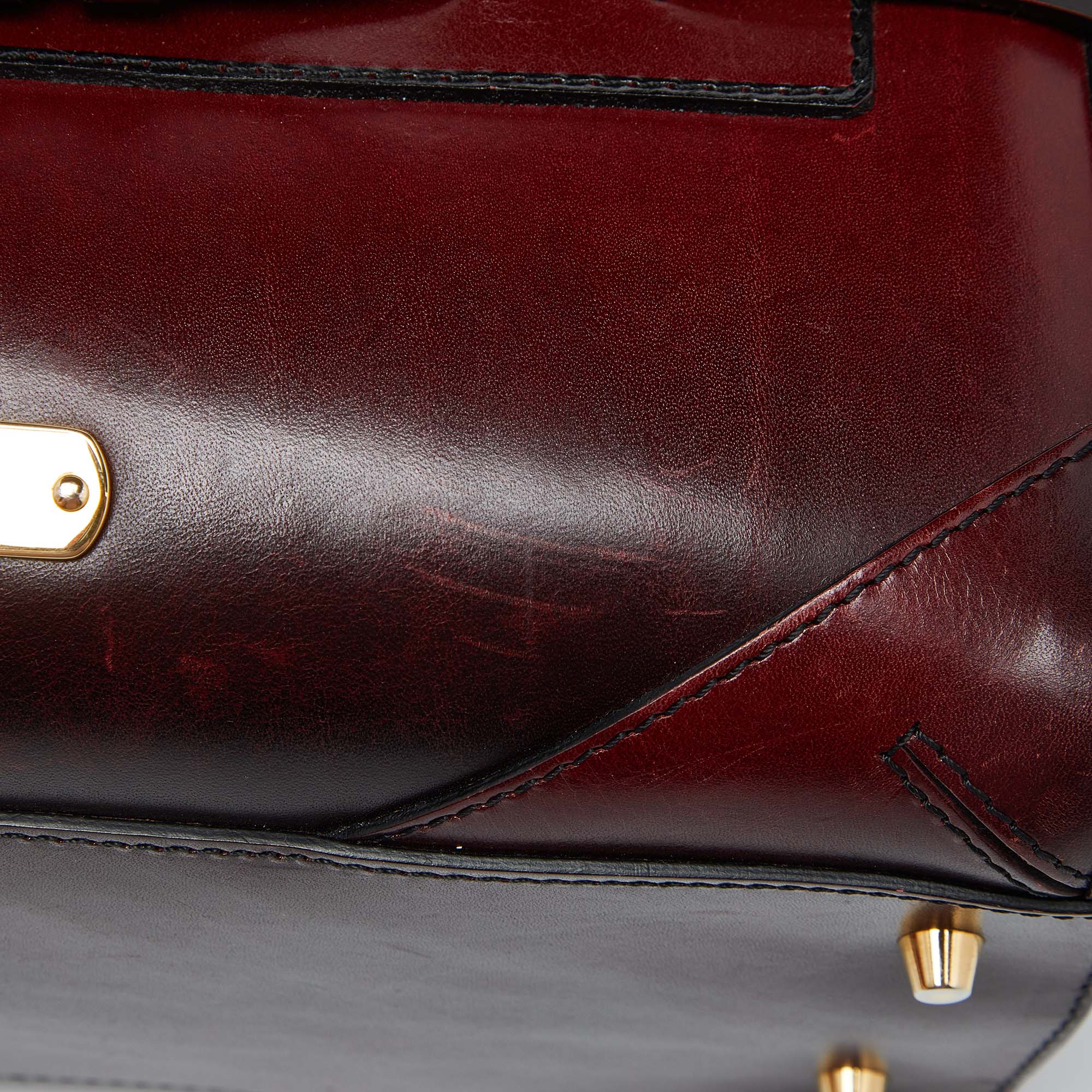 Burberry Burgundy Leather Bridle Belted Bowler Bag