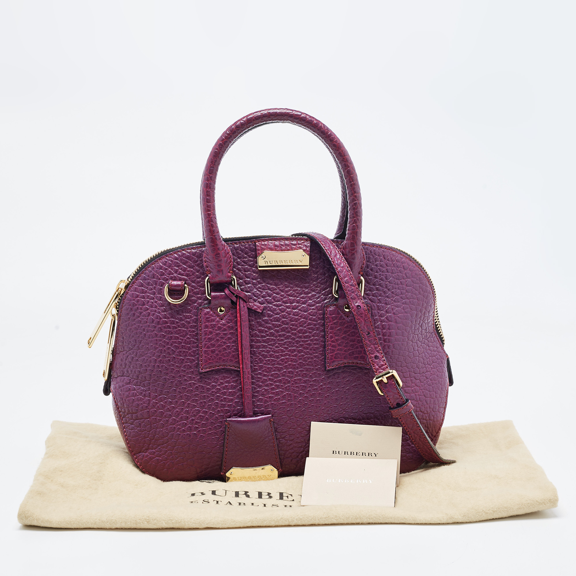 Burberry Purple Leather Orchard Bowler Bag