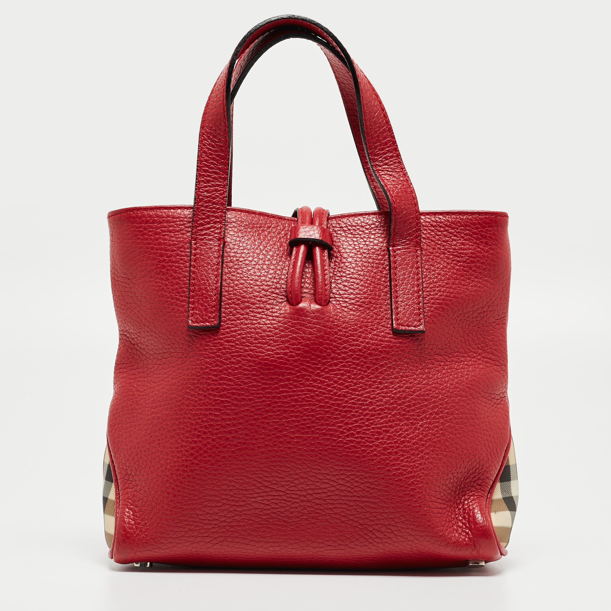 Burberry Red Leather Shark Tooth Tote