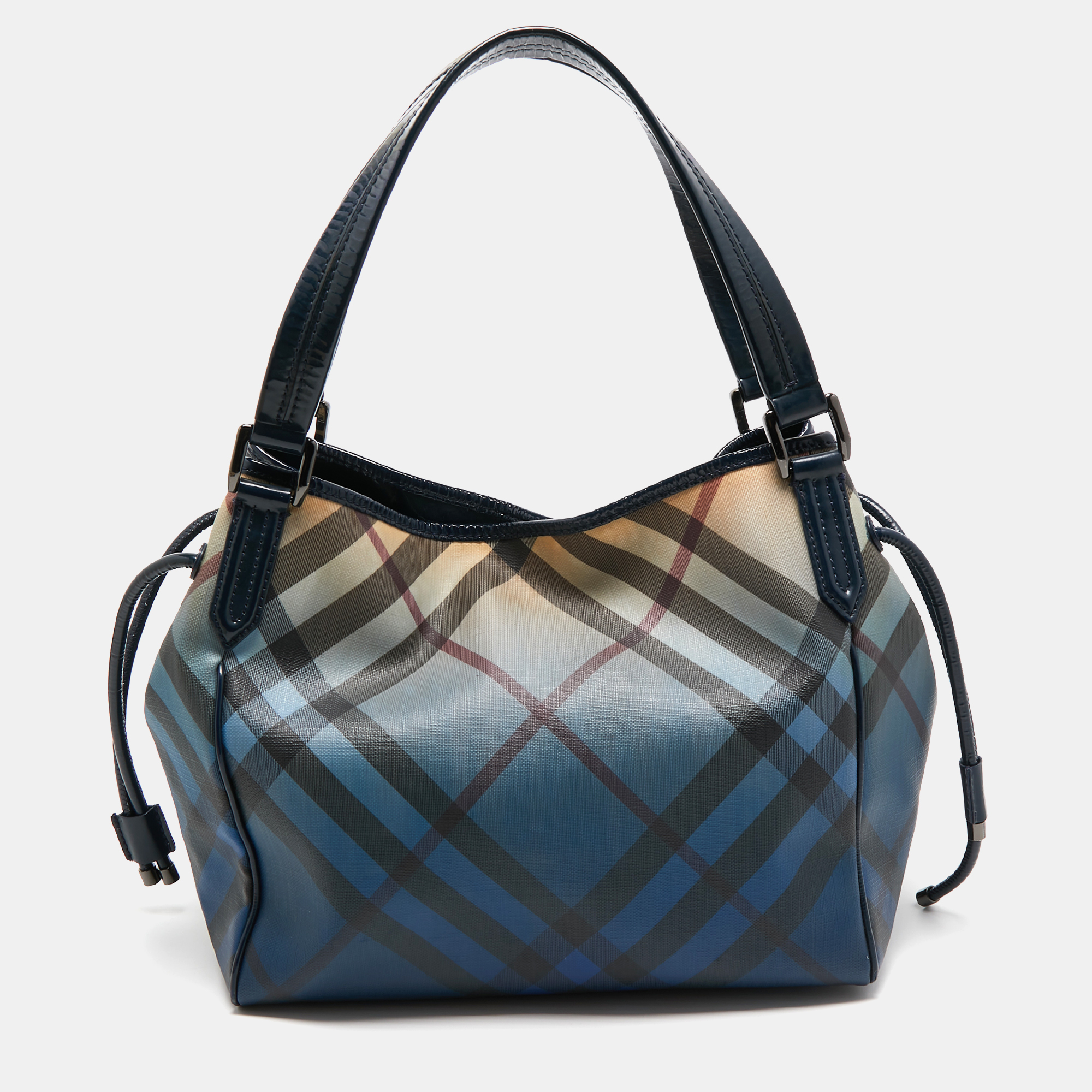 Burberry navy blue/beige ombre pvc and patent leather biltmore tote