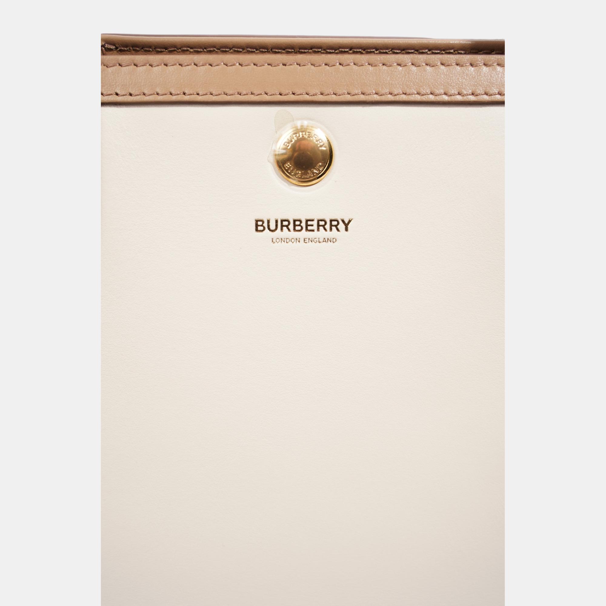 Burberry Title Bag Cream / Brown Leather Small