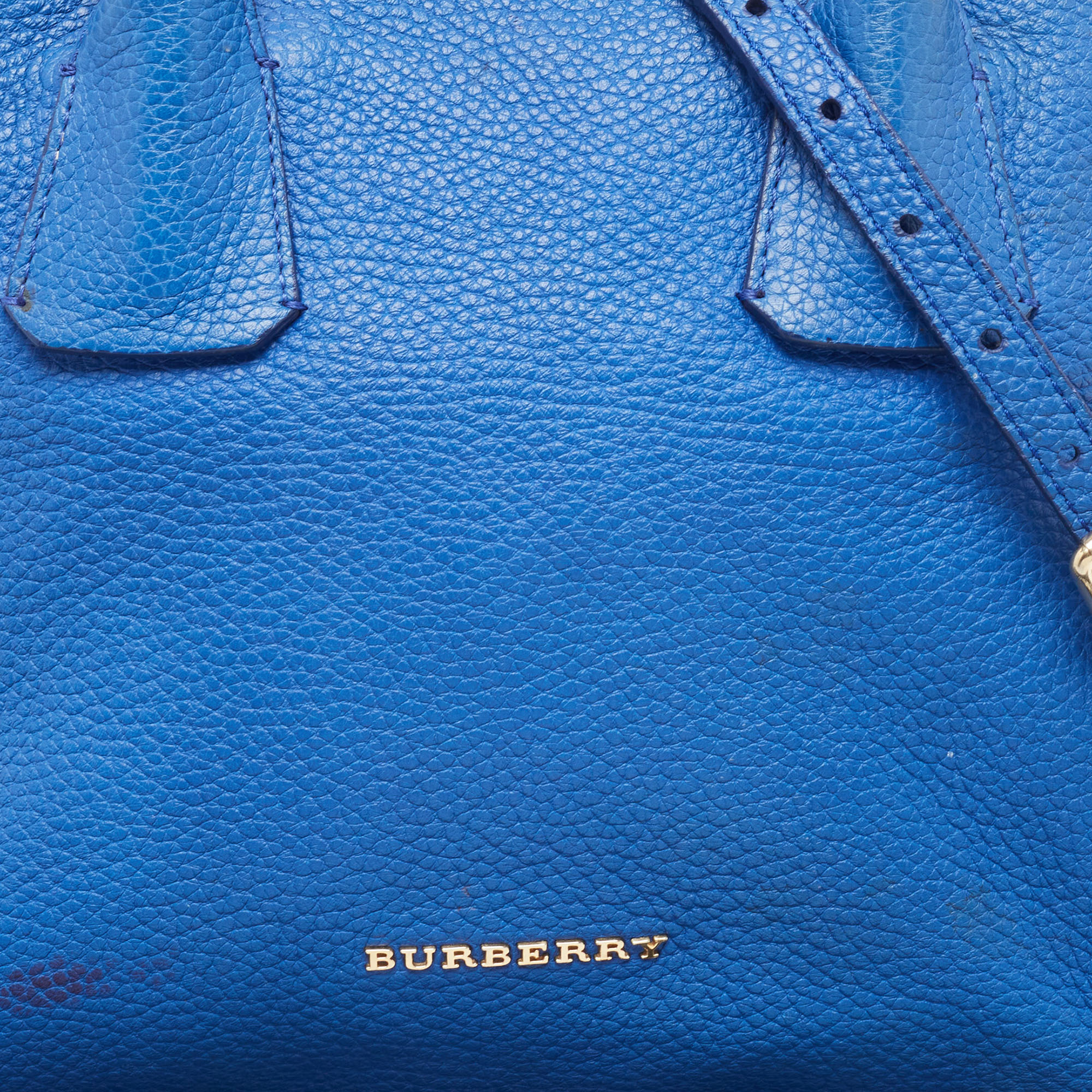 Burberry Blue Pebbled Leather Yorke Satchel