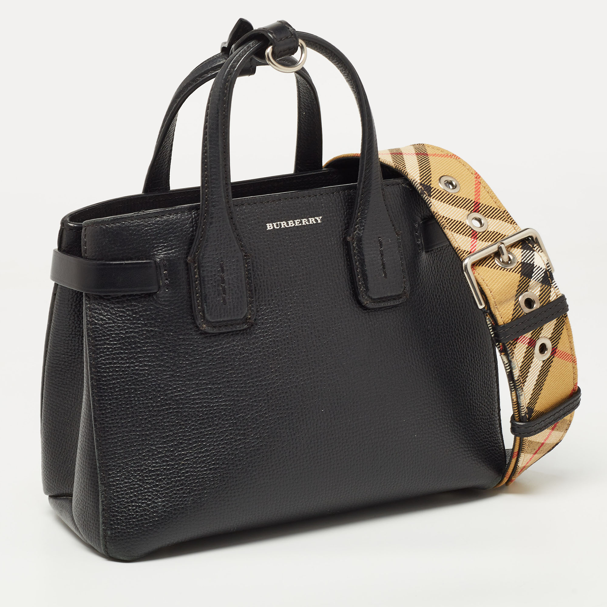 Burberry Black Leather Baby Derby Banner Tote