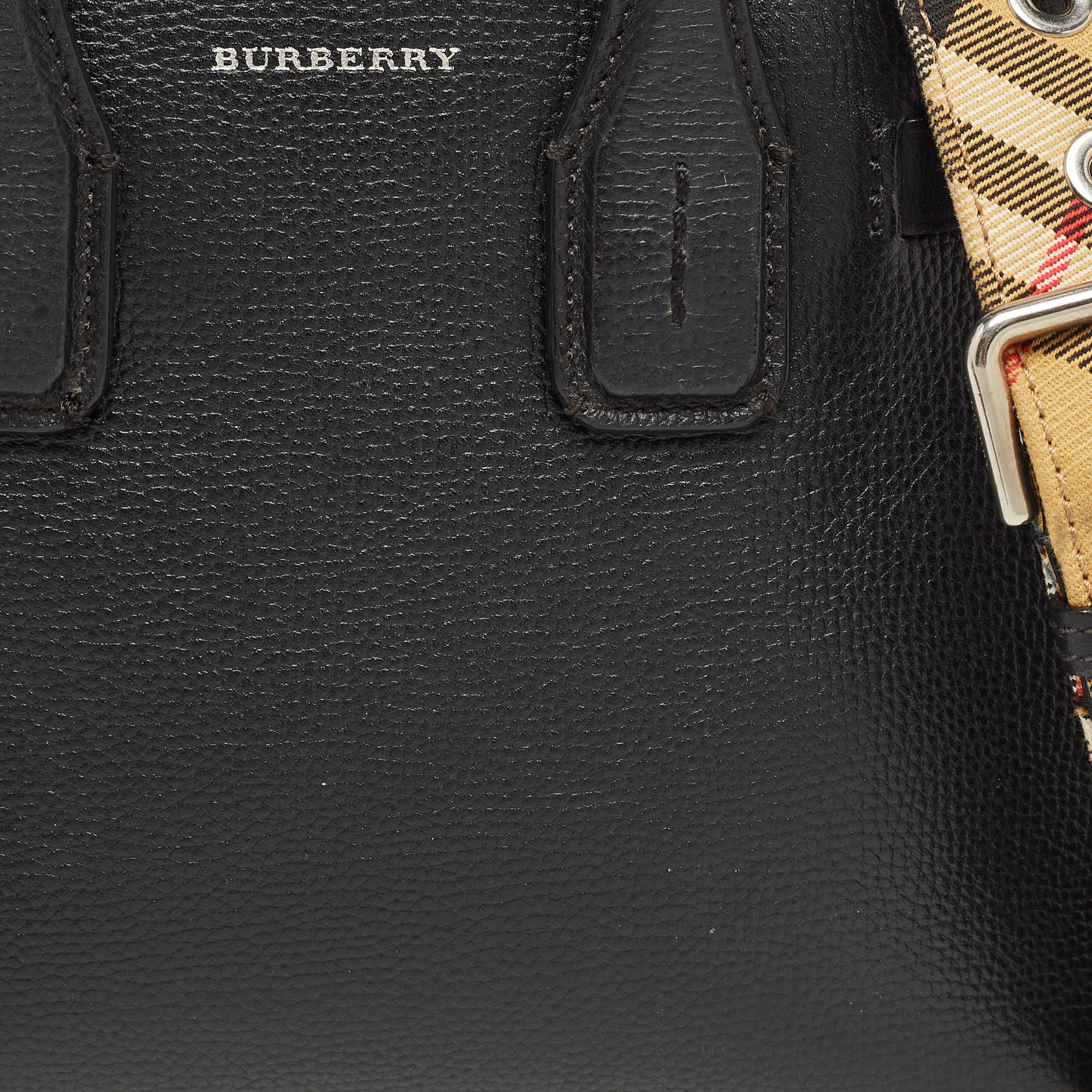 Burberry Black Leather Baby Derby Banner Tote