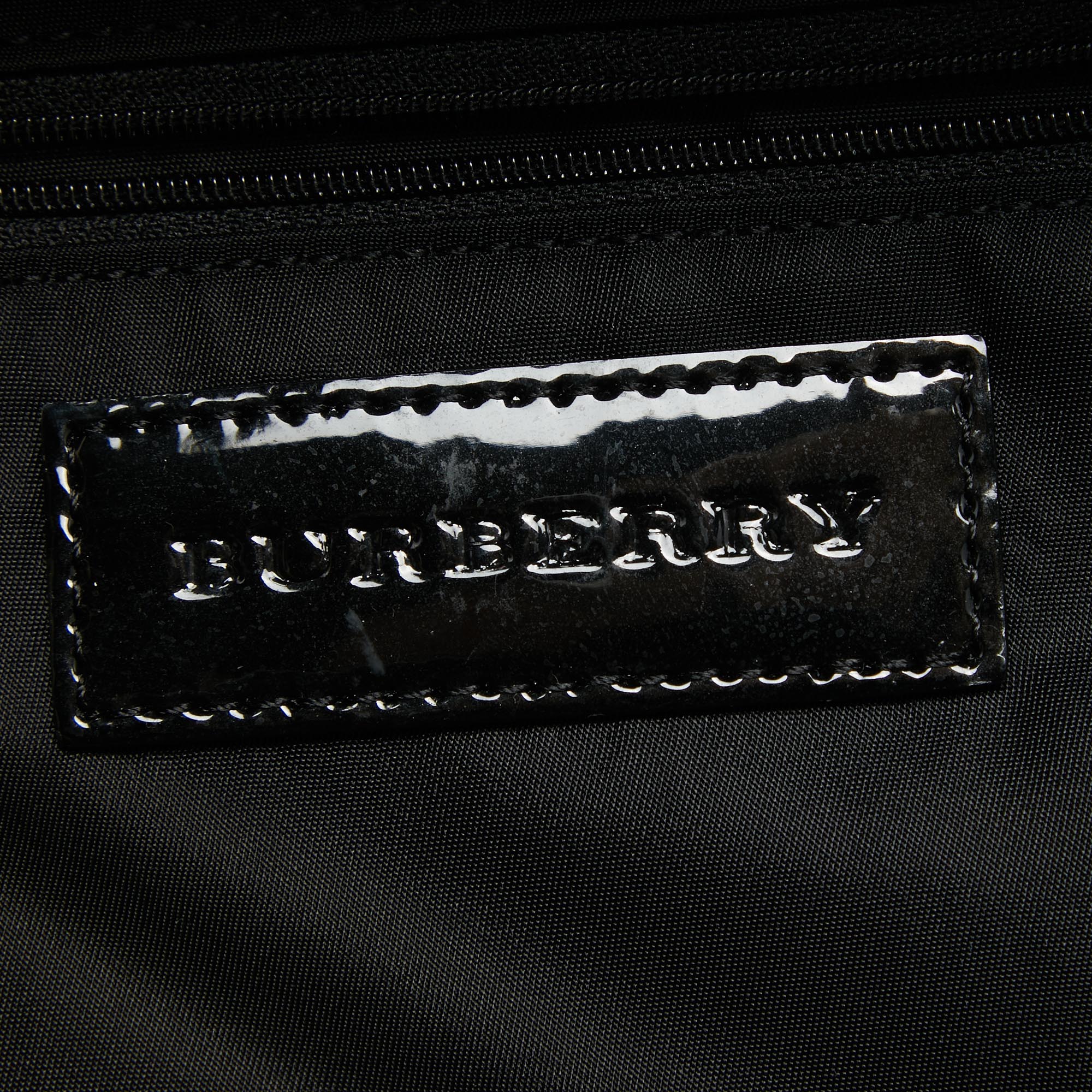 Burberry Black/Beige Supernova Check PVC And Patent Leather Diaper Bag