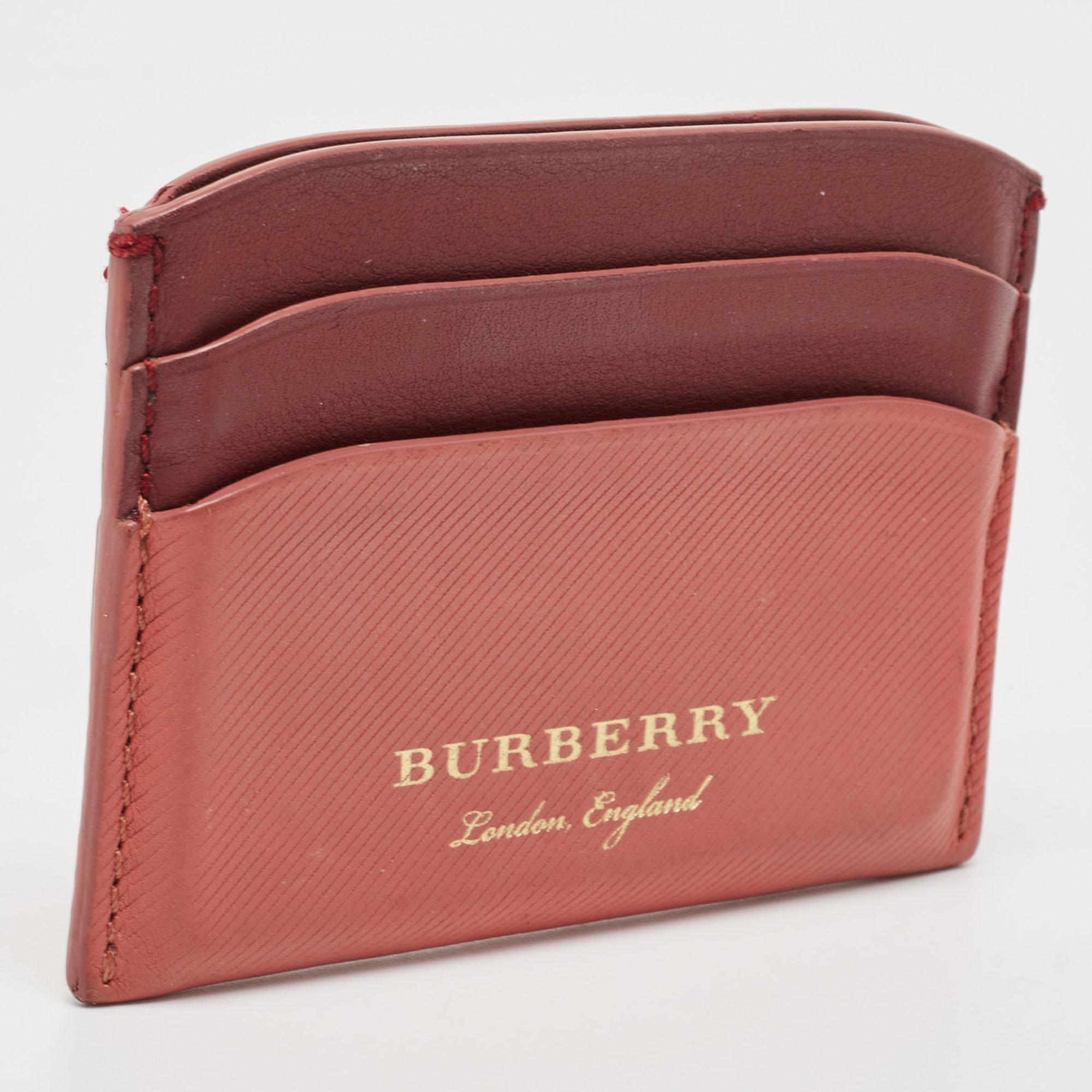 Burberry Burgundy/Light Red Leather Card Holder