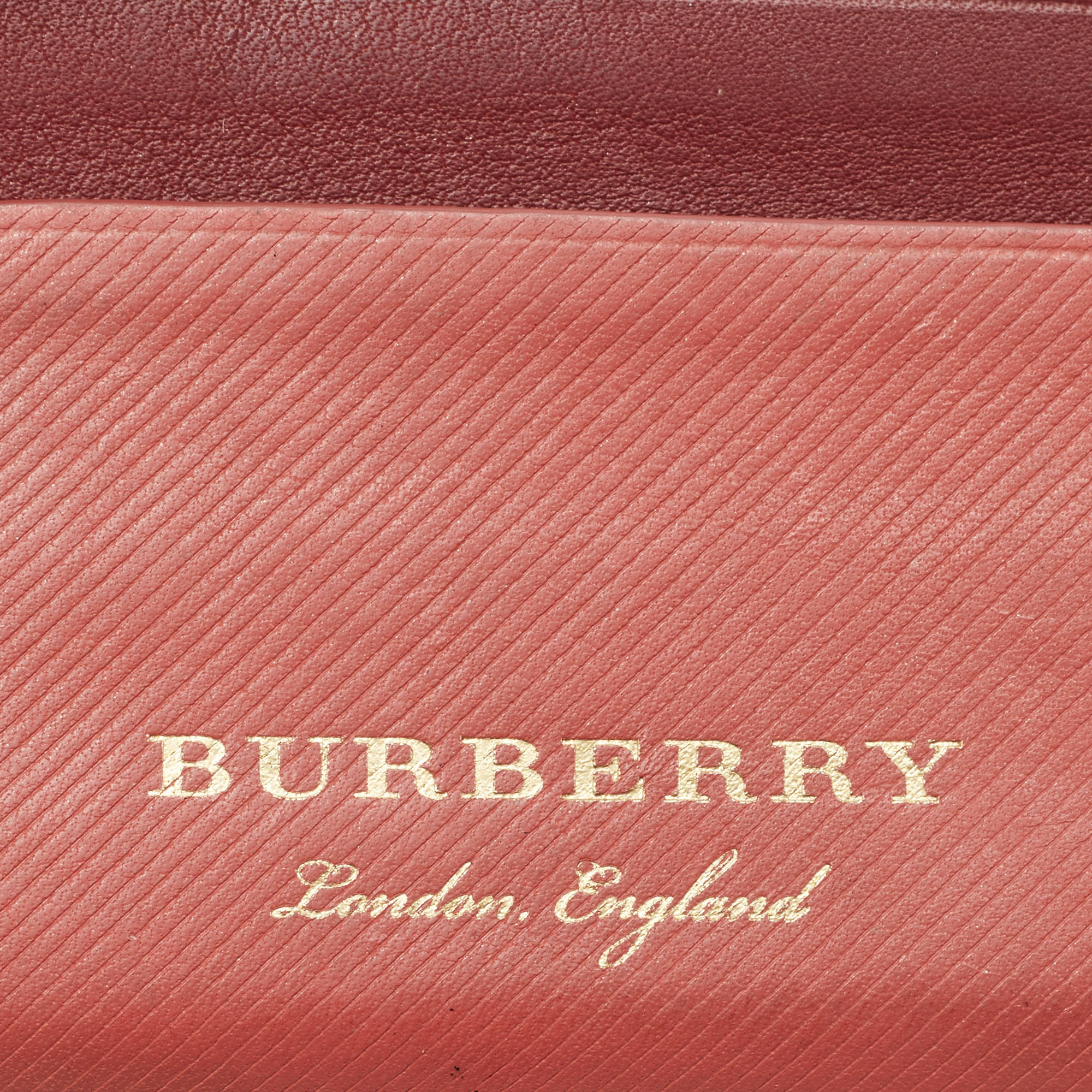 Burberry Burgundy/Light Red Leather Card Holder