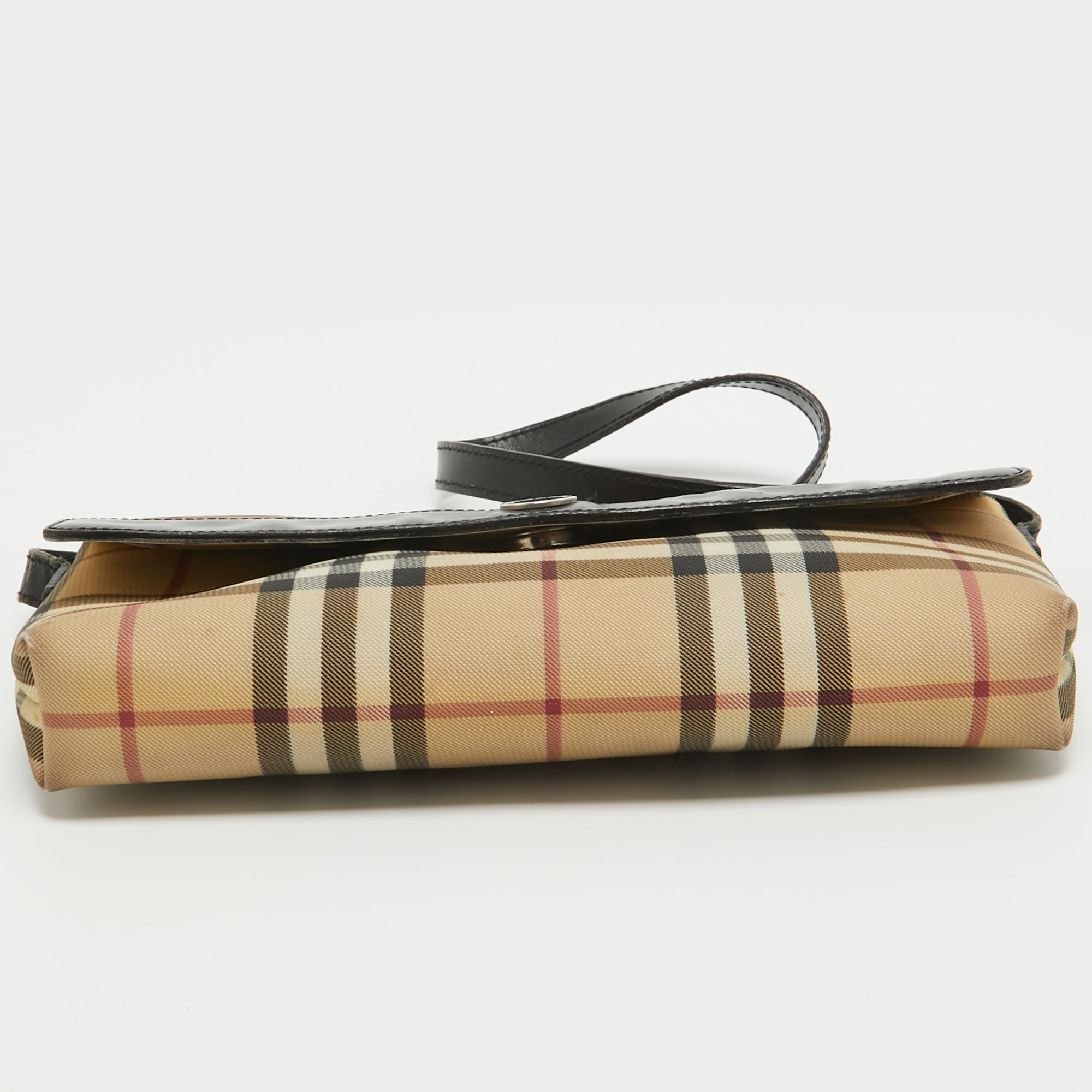 Burberry Cream/Black House Check Coated Canvas And Leather Baguette Bag