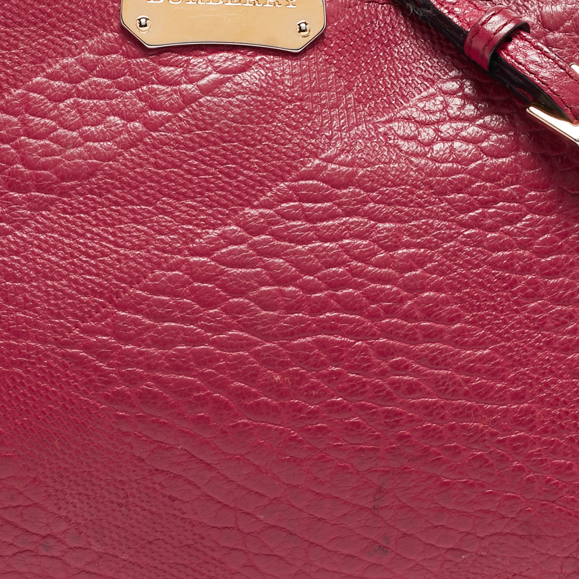 Burberry Magenta Embossed Check Leather Chichester Crossbody Bag