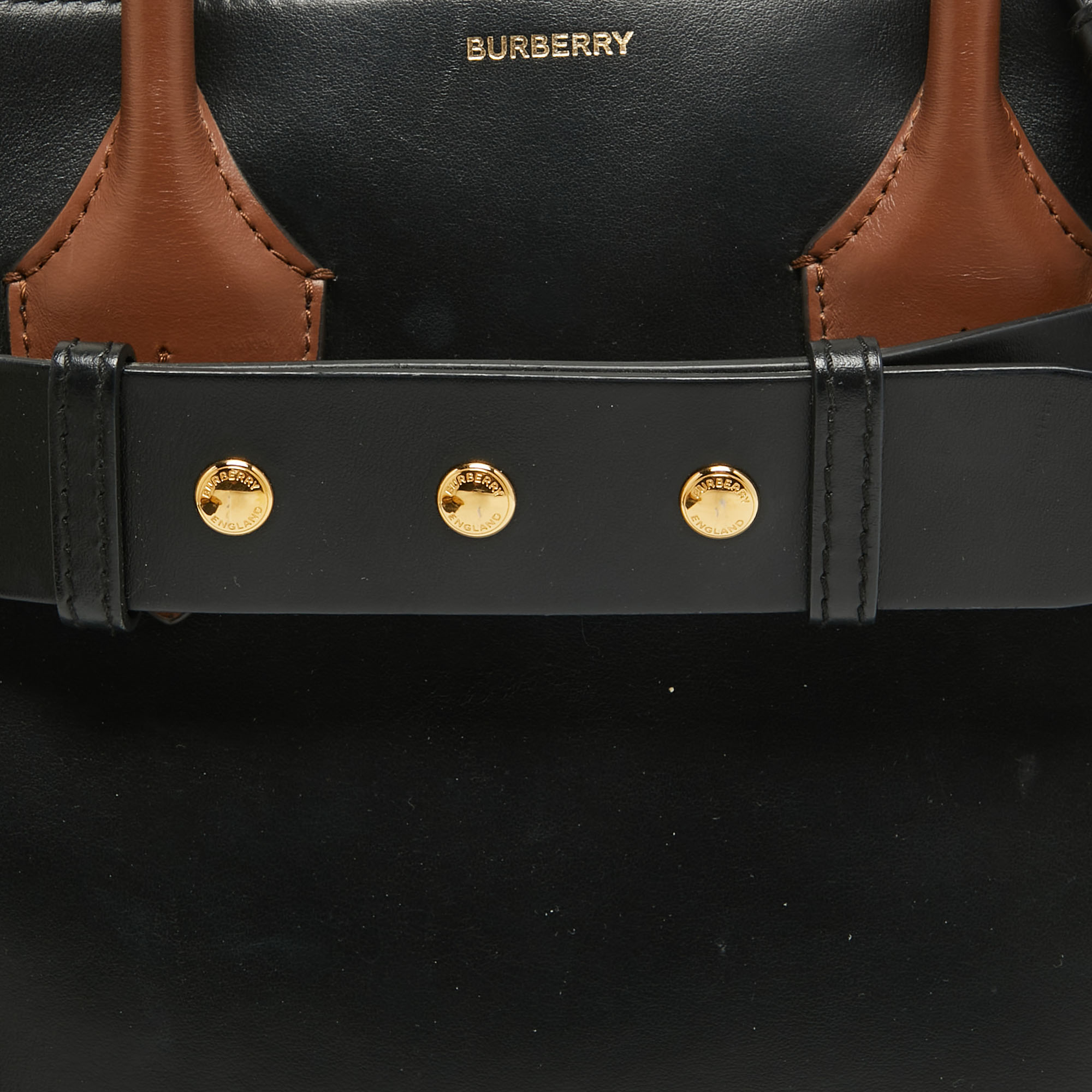 Burberry Black/Tan Leather Small Marais Belt Tote