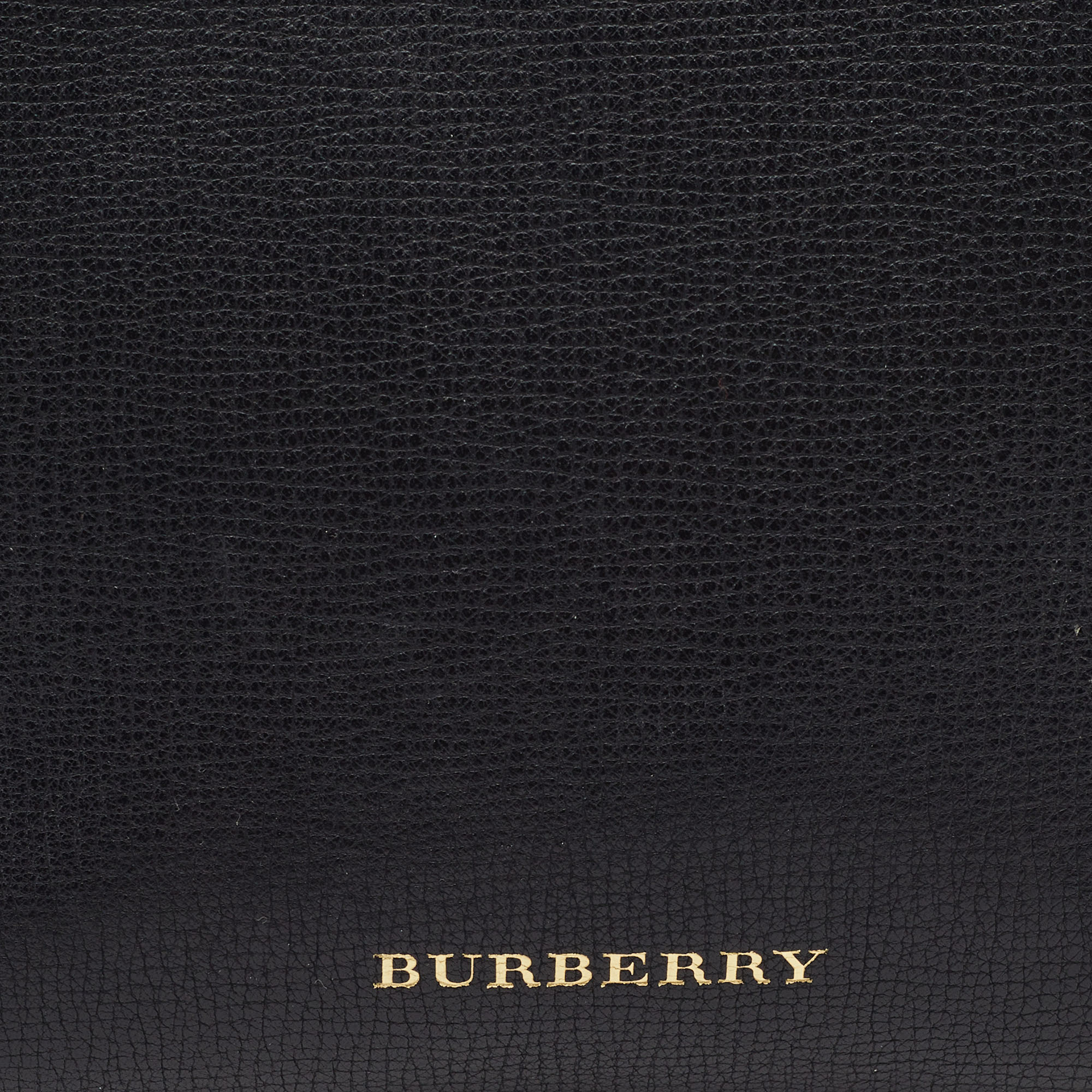Burberry Black/Beige Leather And House Check Fabric Small Banner Tote