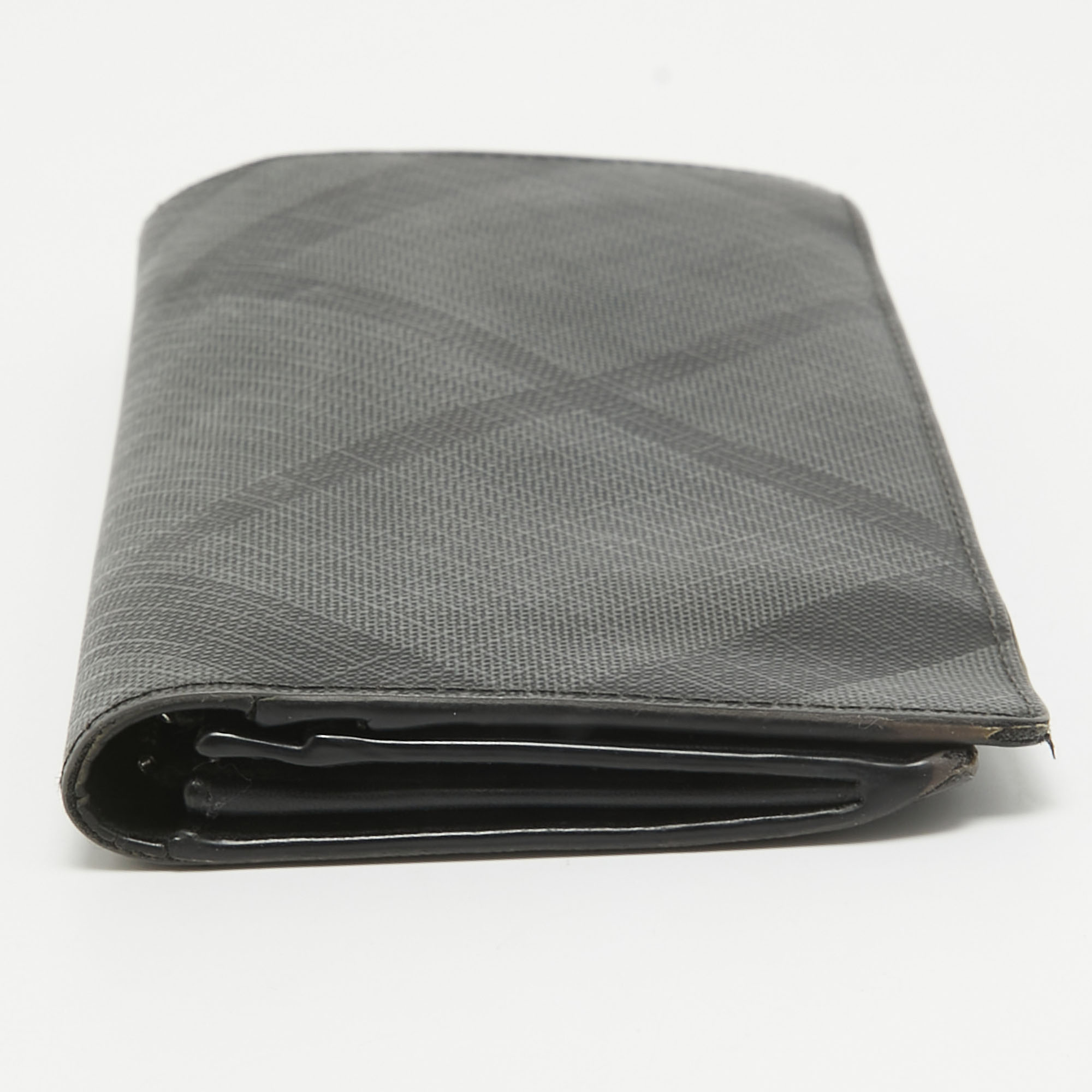 Burberry Black Check Coated Canvas Bifold Long Wallet