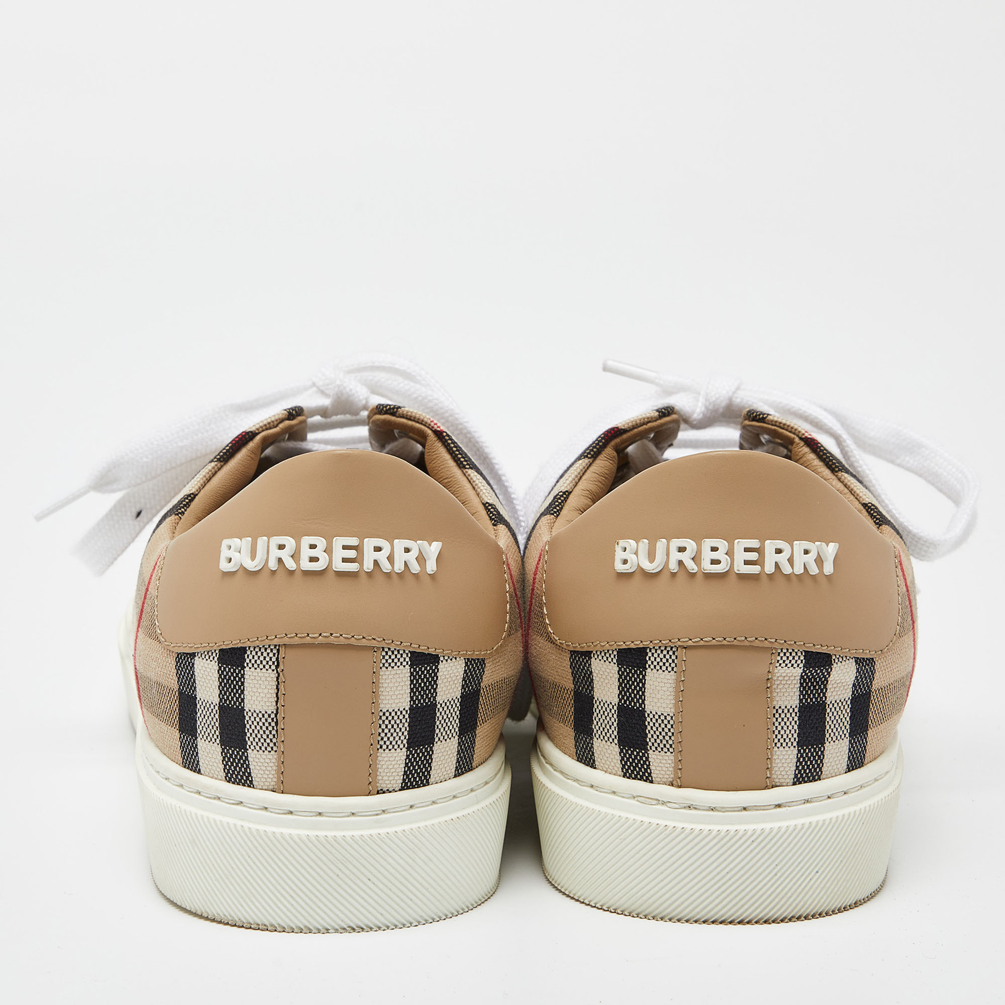 Burberry Beige Vintage Check Canvas Low Top Sneakers Size 38.5