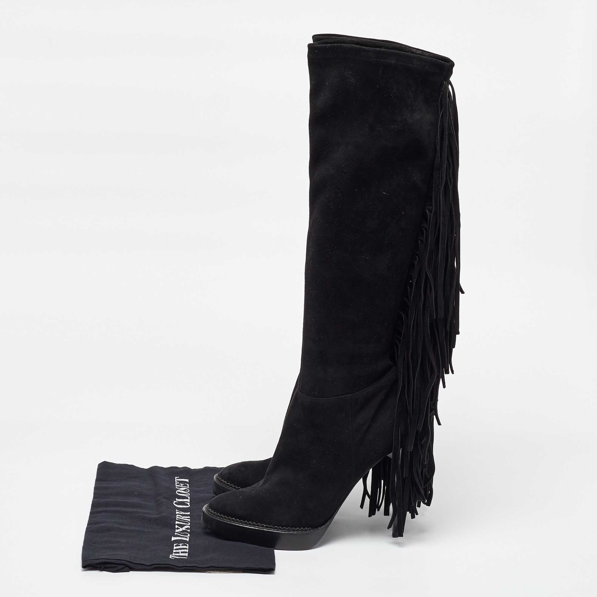 Burberry Black Suede Caitlin Knee Length Boots Size 39