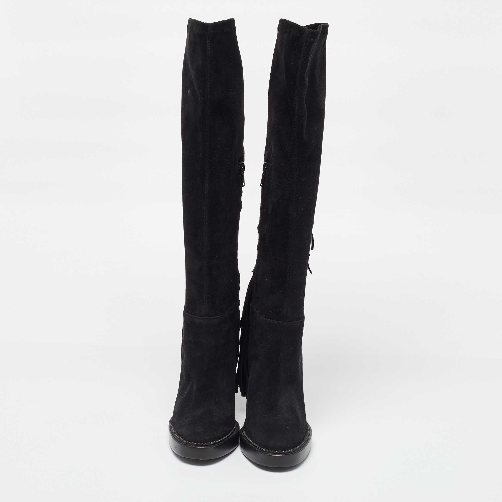 Burberry Black Suede Caitlin Knee Length Boots Size 39