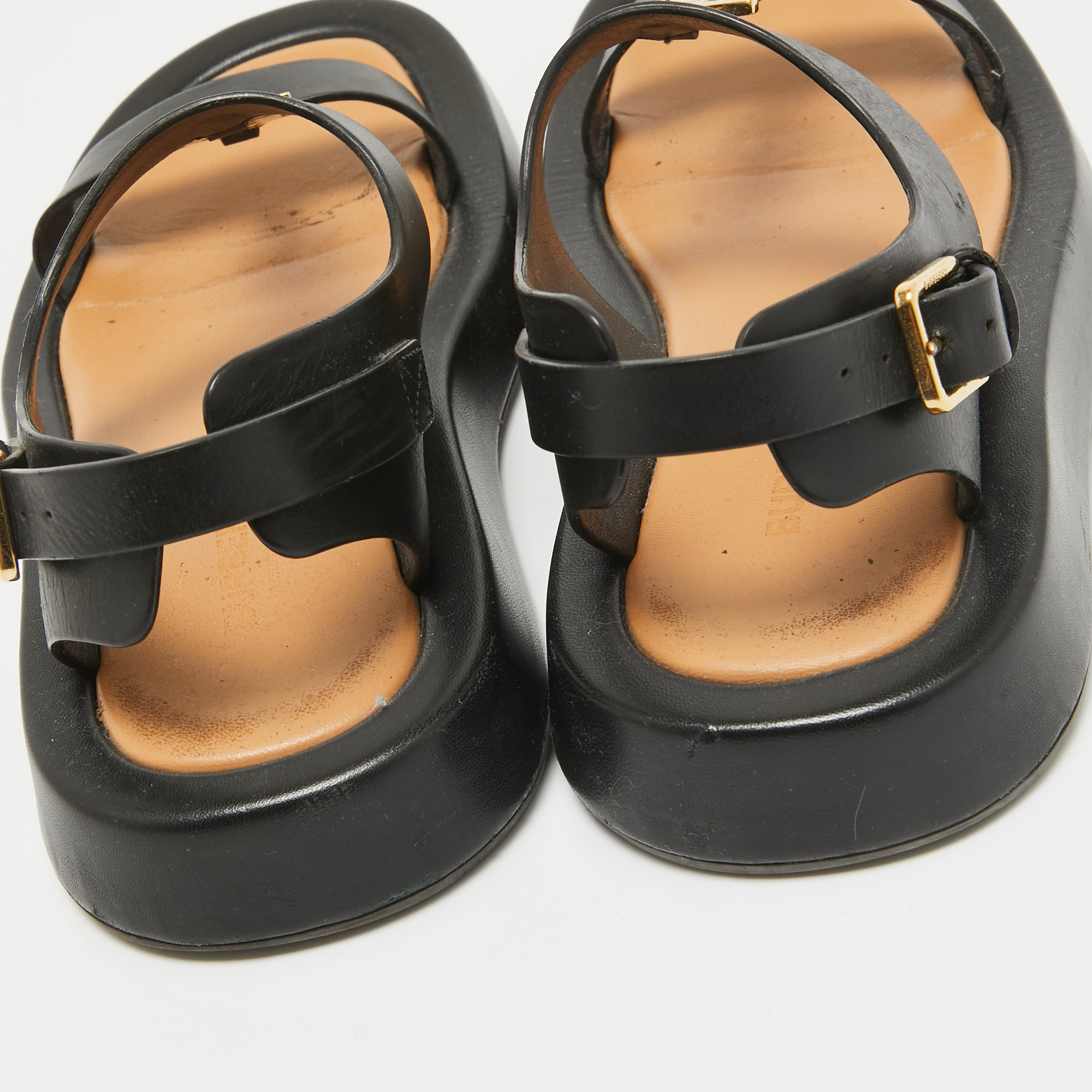 Burberry Black Leather Slingback Sandals Size 37