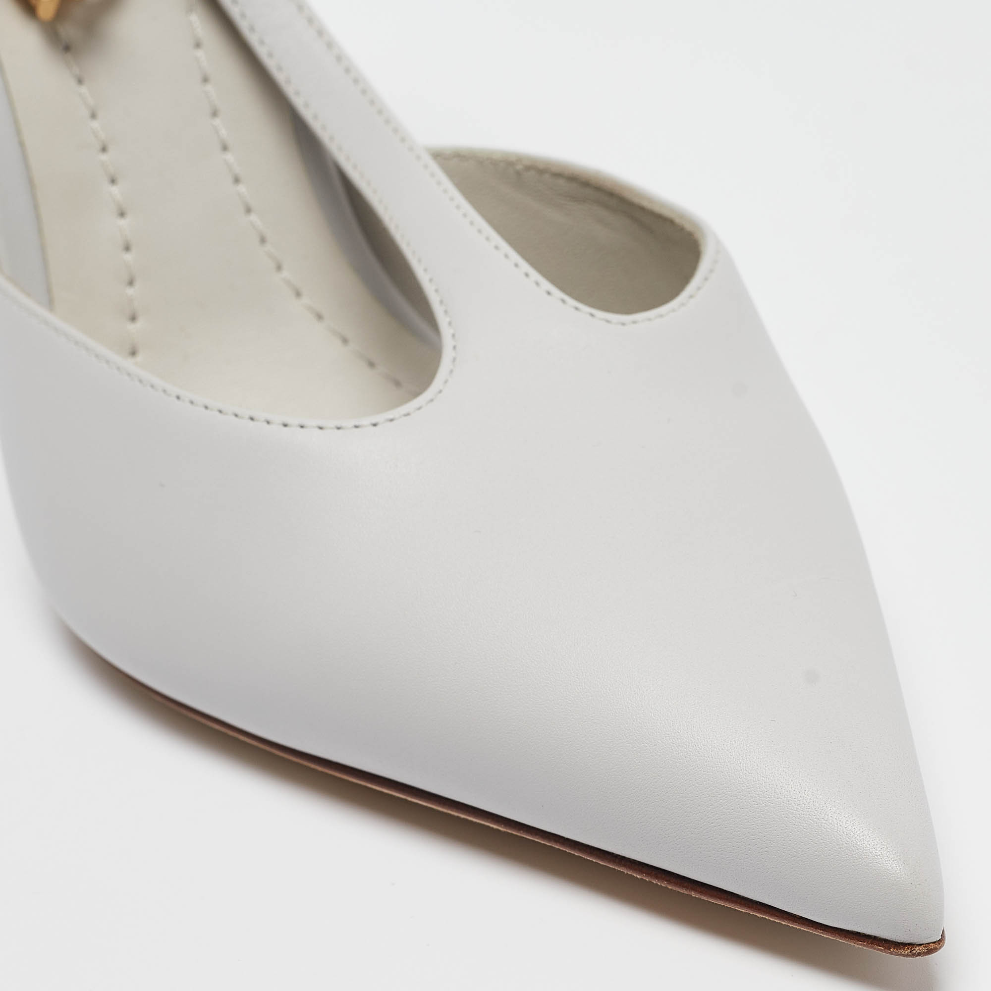 Burberry Grey Leather Pointed Toe Pumps Size 37.5