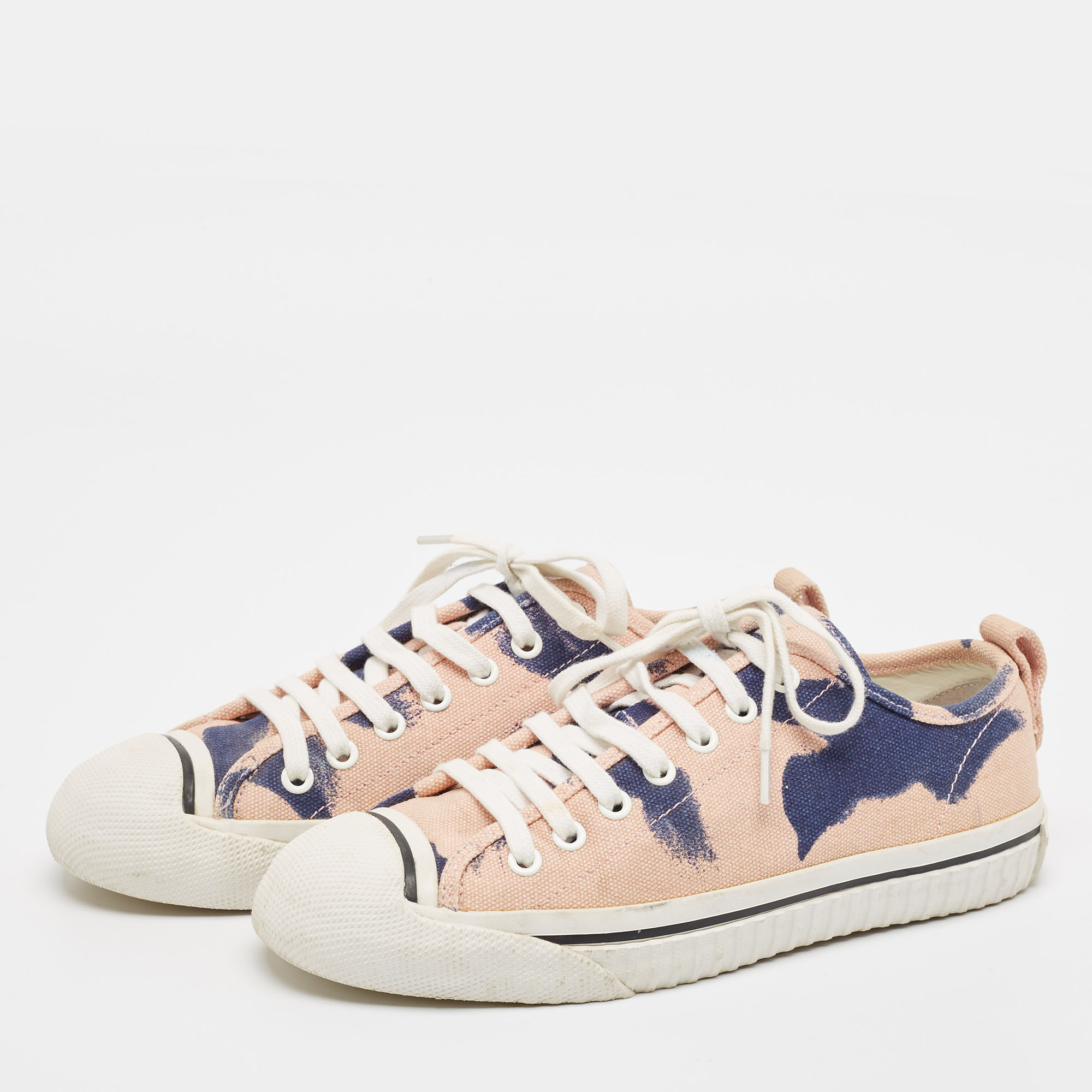 Burberry Multicolor Canvas Lace Up Sneakers Size 38