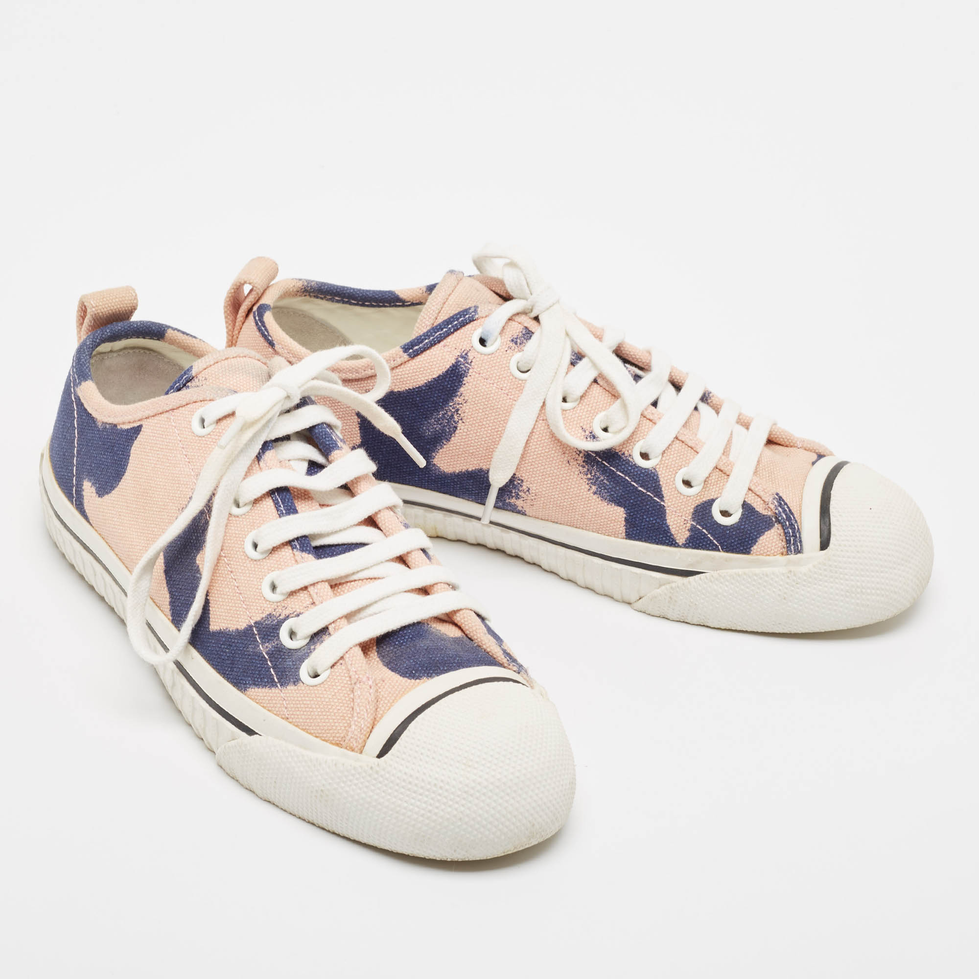 Burberry Multicolor Canvas Lace Up Sneakers Size 38