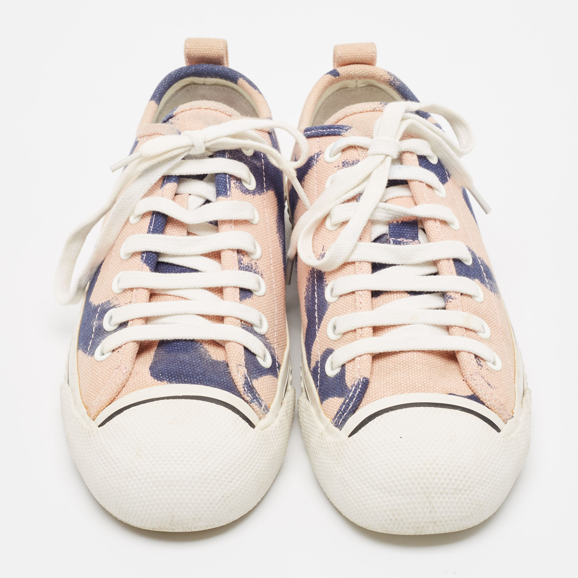 Burberry Multicolor Canvas Lace Up Sneakers Size 38