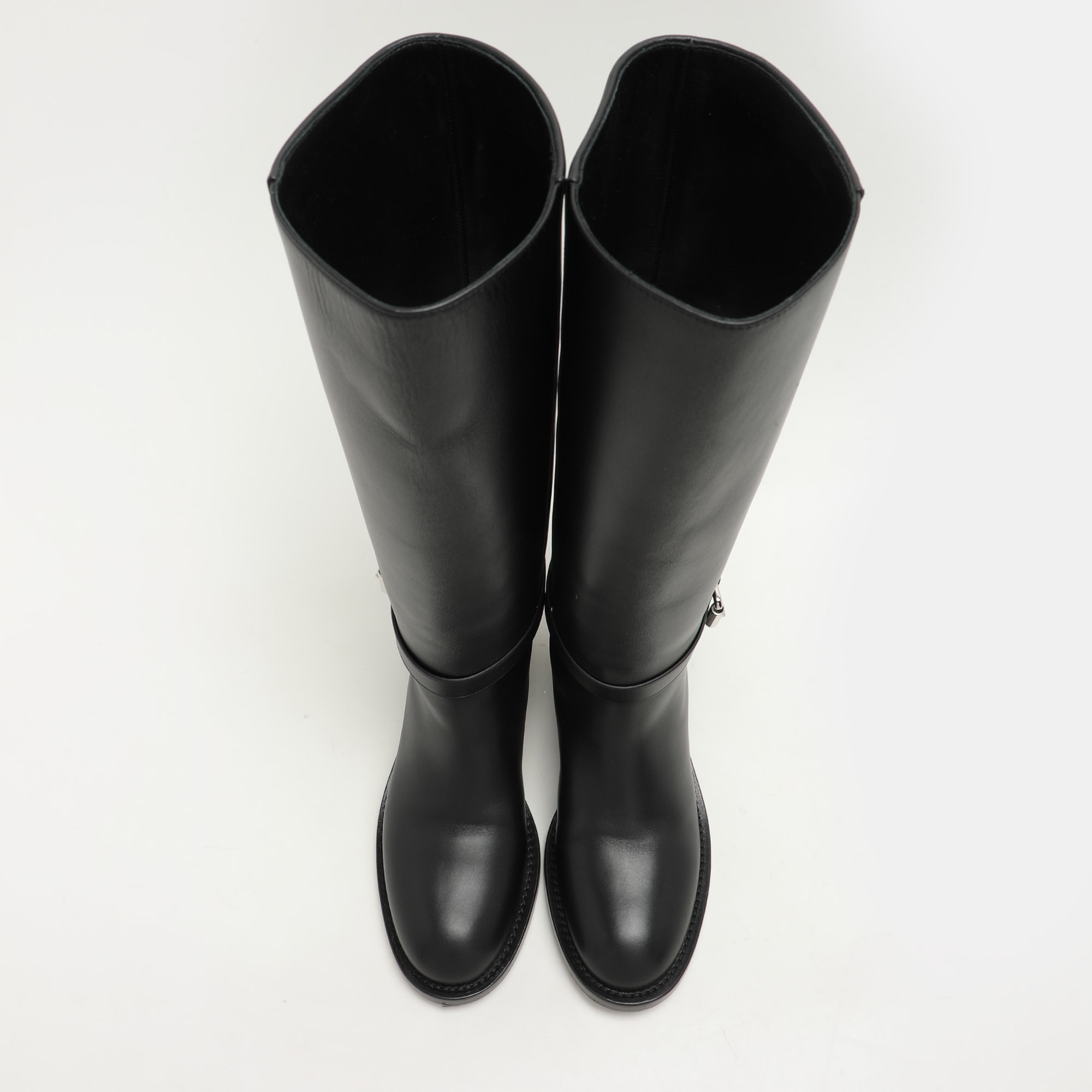 Burberry Black Leather Knee Length Boots Size 36