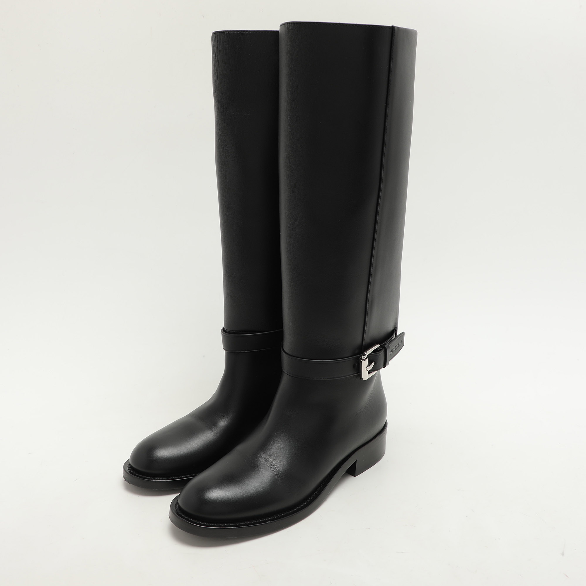 Burberry Black Leather Knee Length Boots Size 36