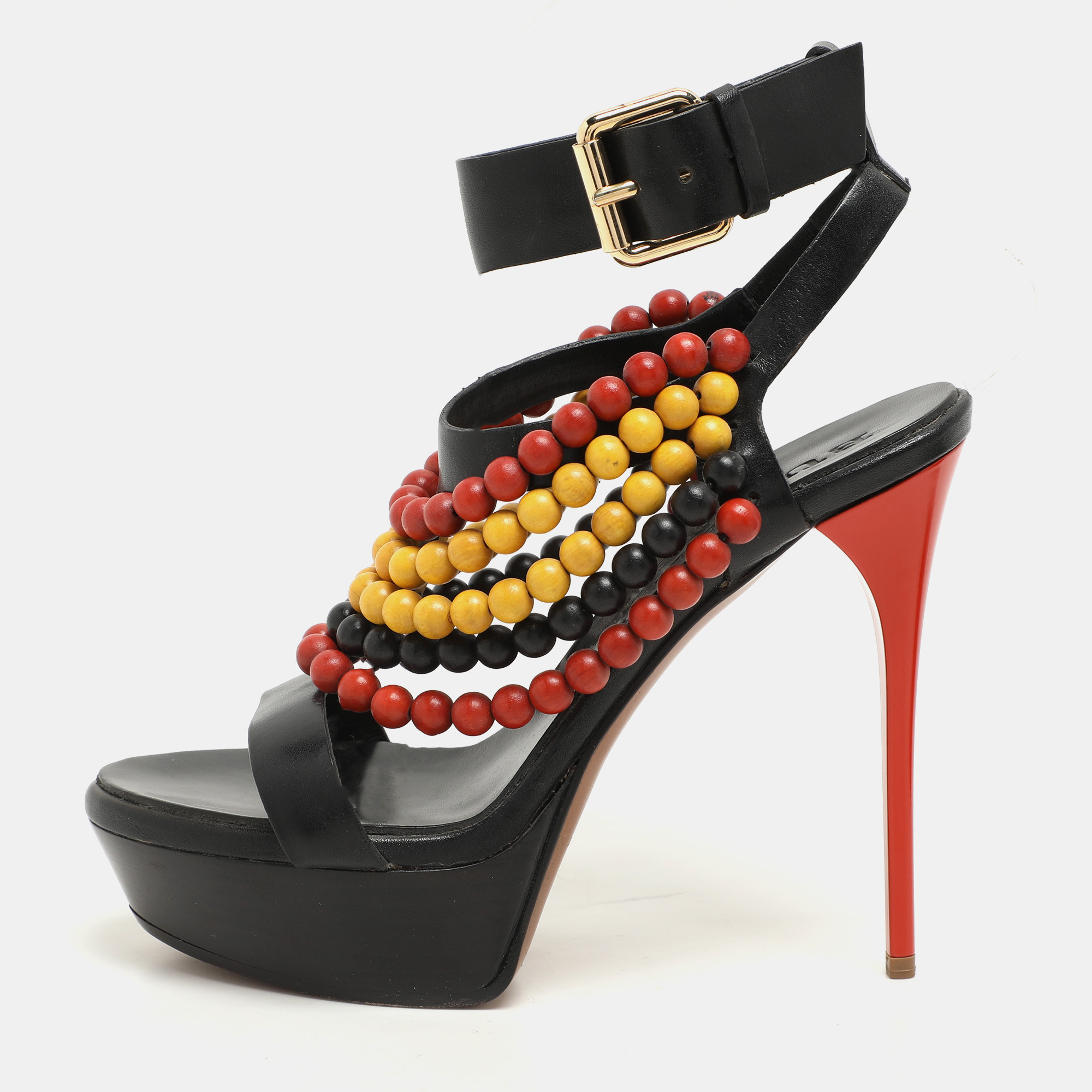 Burberry Prorsum Black T Strap Beaded Platform Sandals Size 37
Burberry Prorsum Black T Strap Beaded Platform Sandals Size 37