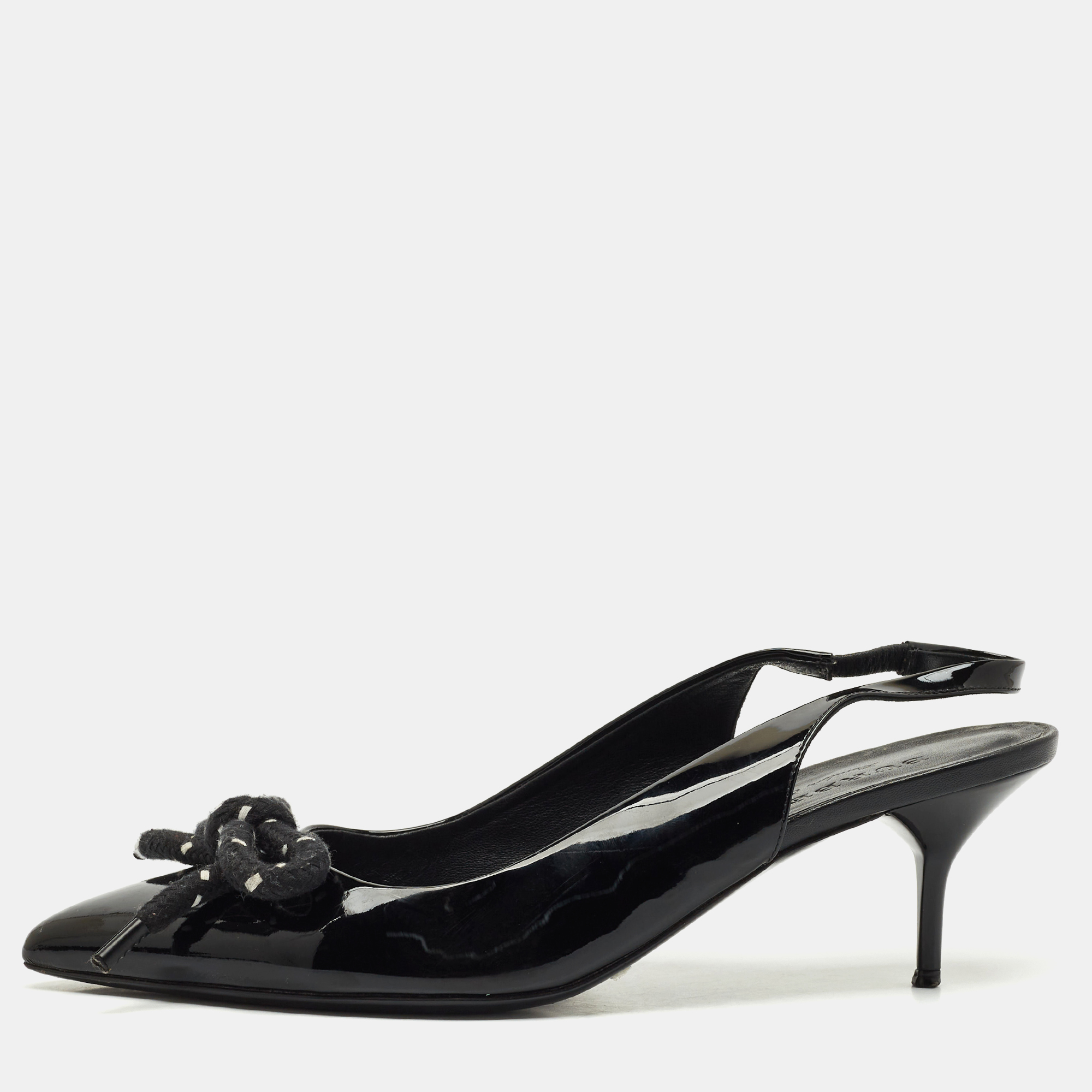 Burberry Black Patent Leather Bow Detail Pointed Toe Slingback Pumps Size
Burberry Black Patent Leather Bow Detail Pointed Toe Slingback Pumps Size