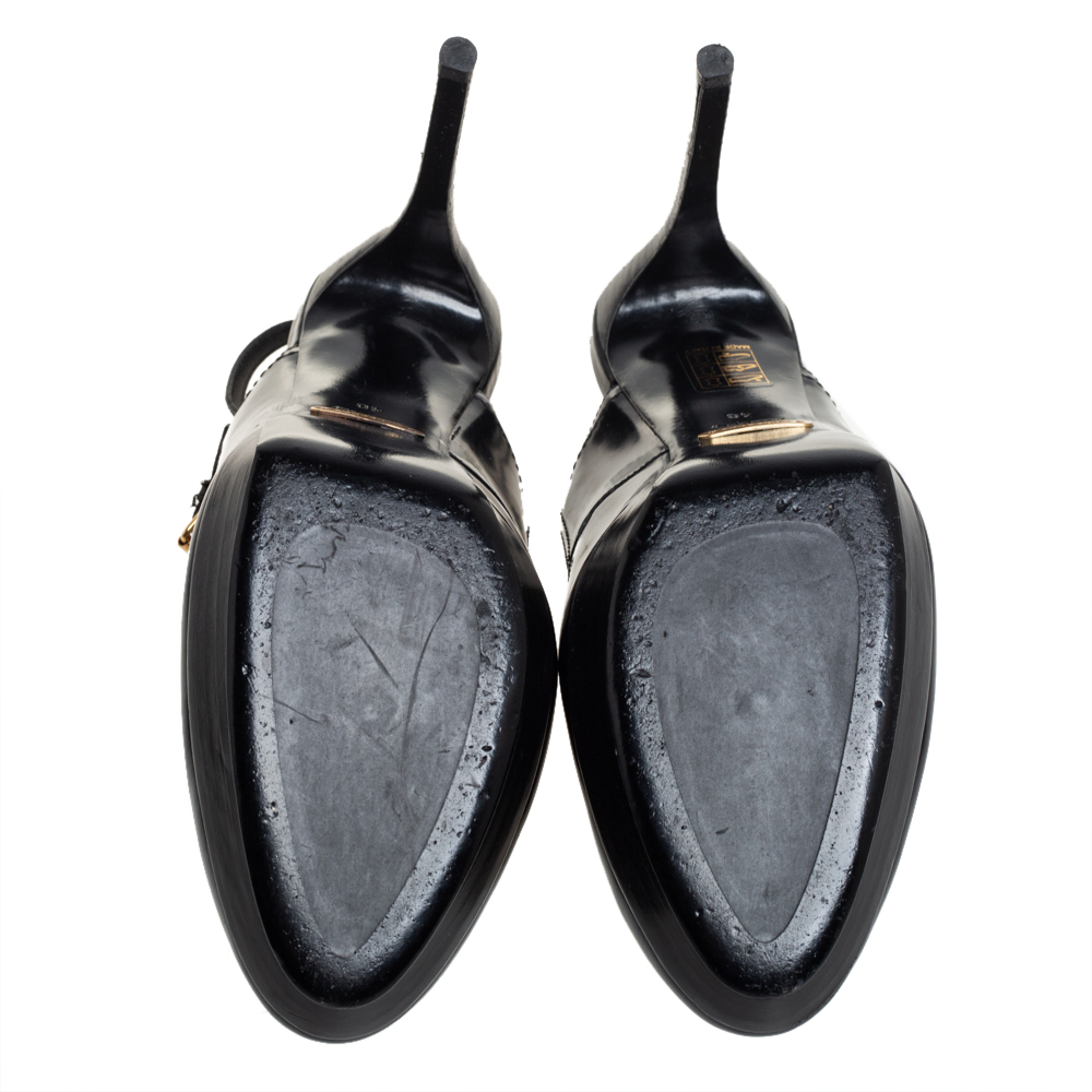 Burberry Black Patent Leather Slingback Platform Sandals Size 40