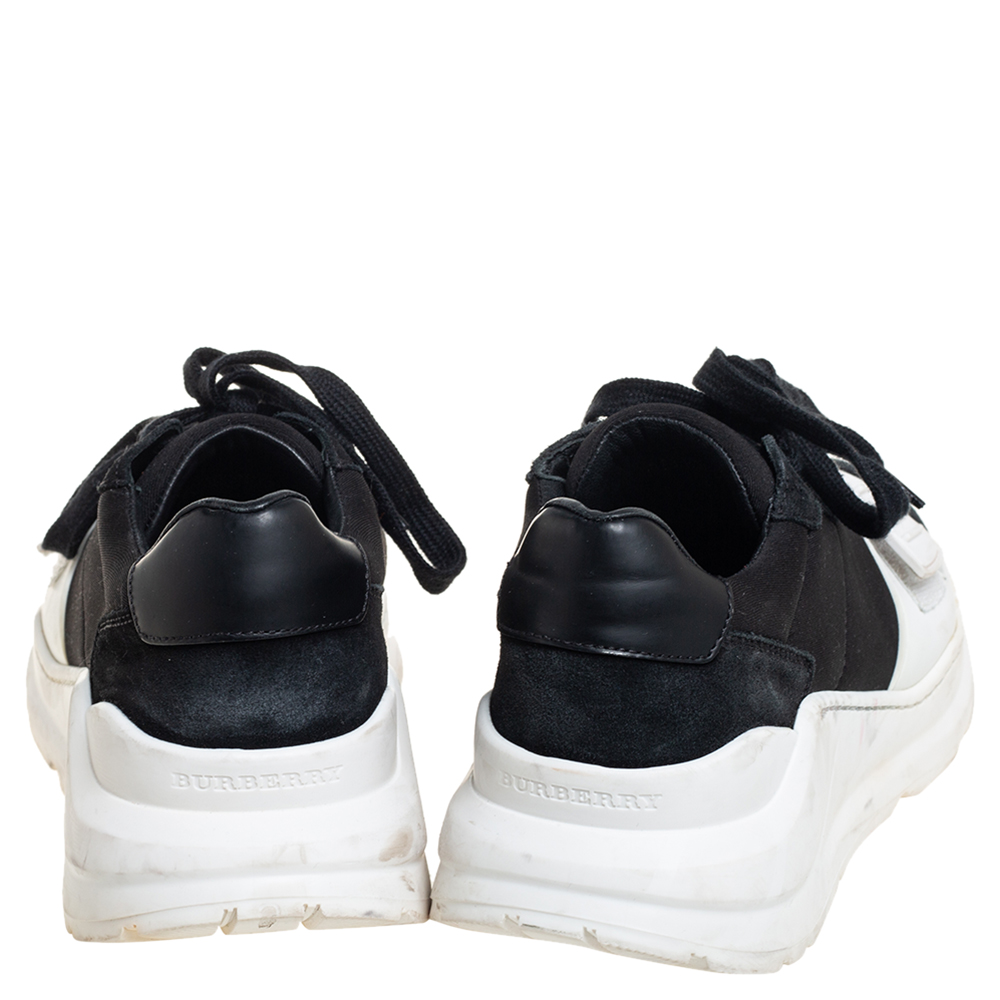 Burberry Black Neoprene And Suede Regis Low Top Sneakers Size 36
