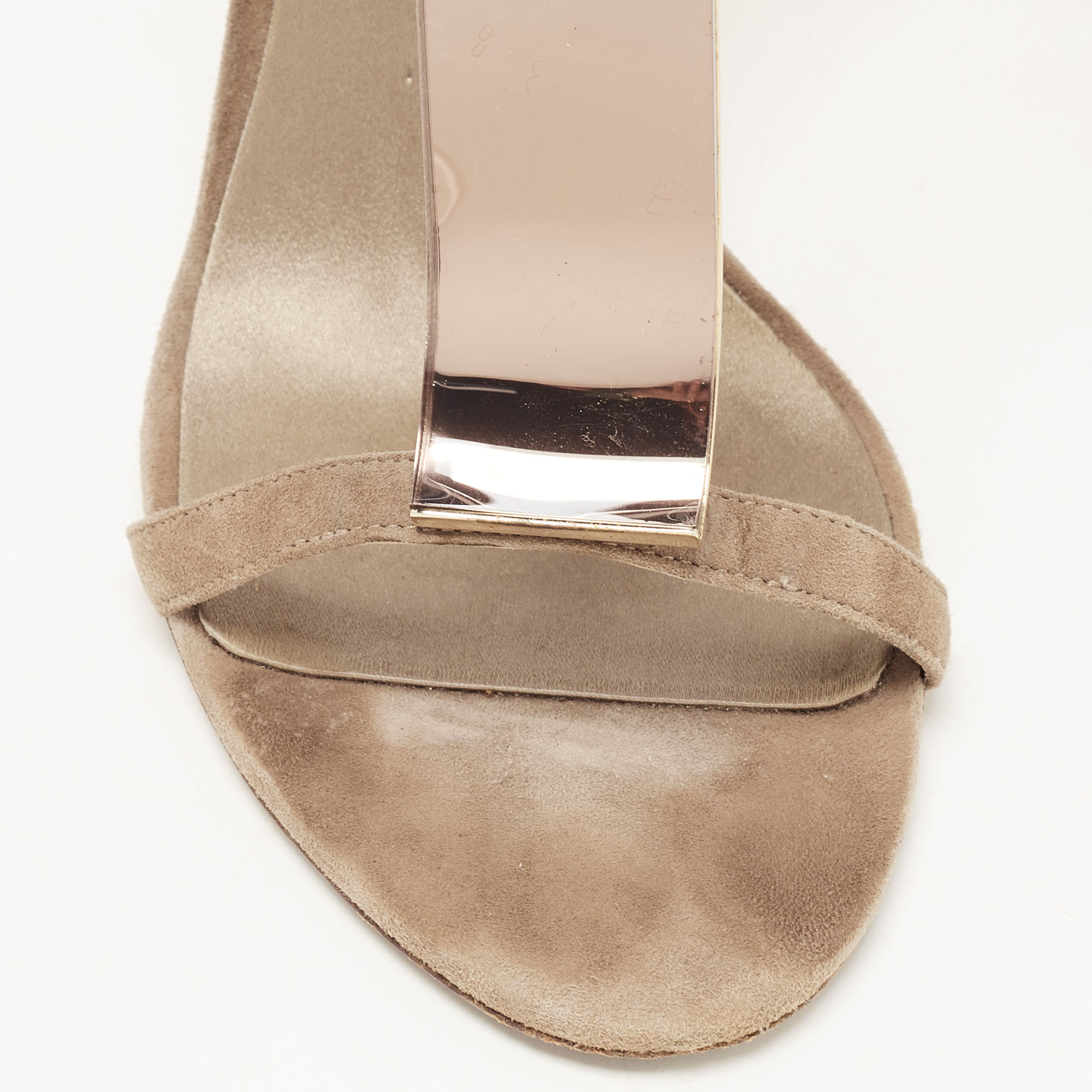 Burberry Grey Suede T Strap Sandals Size 38.5