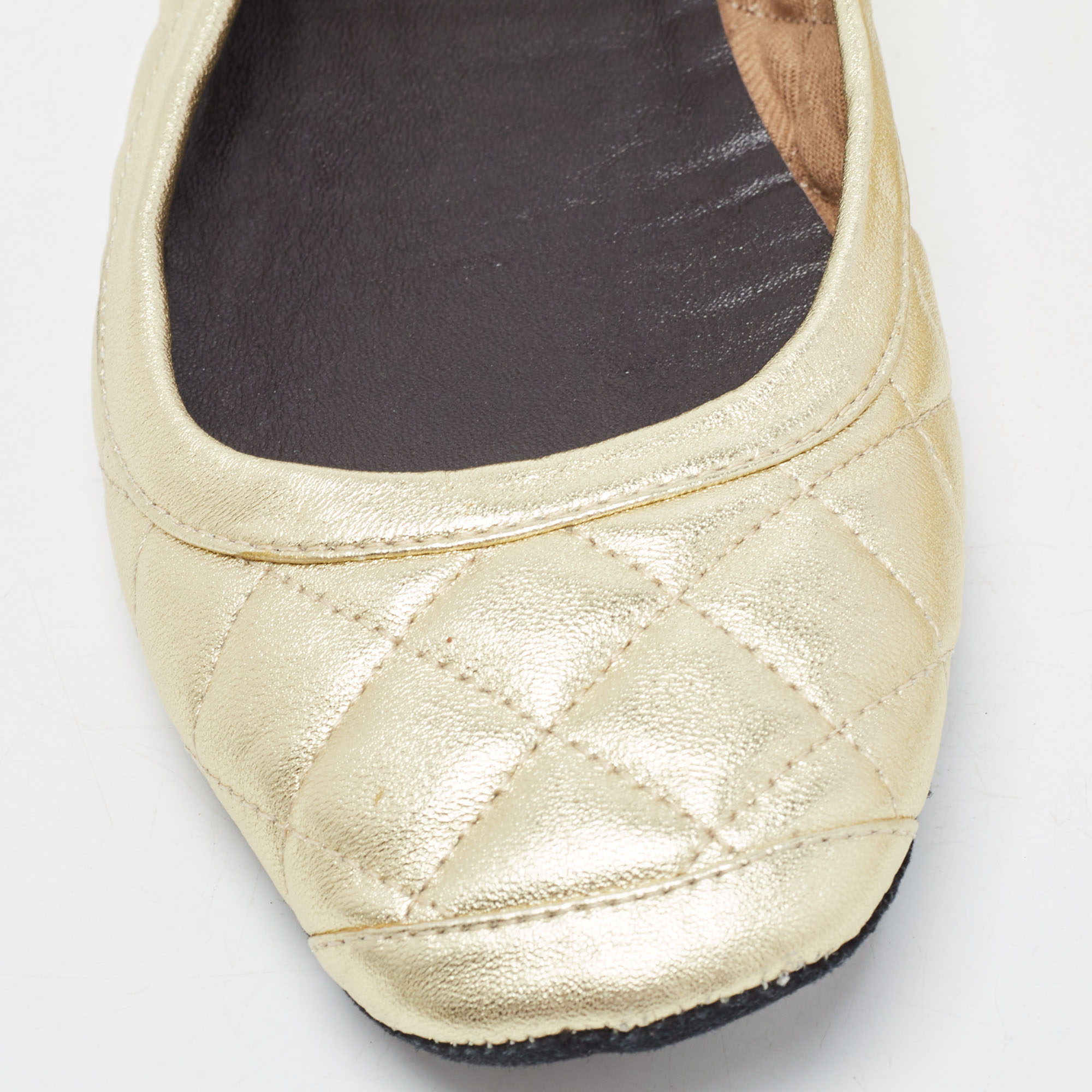 Burberry Gold Quilted Leather Ballet Flats Size 39