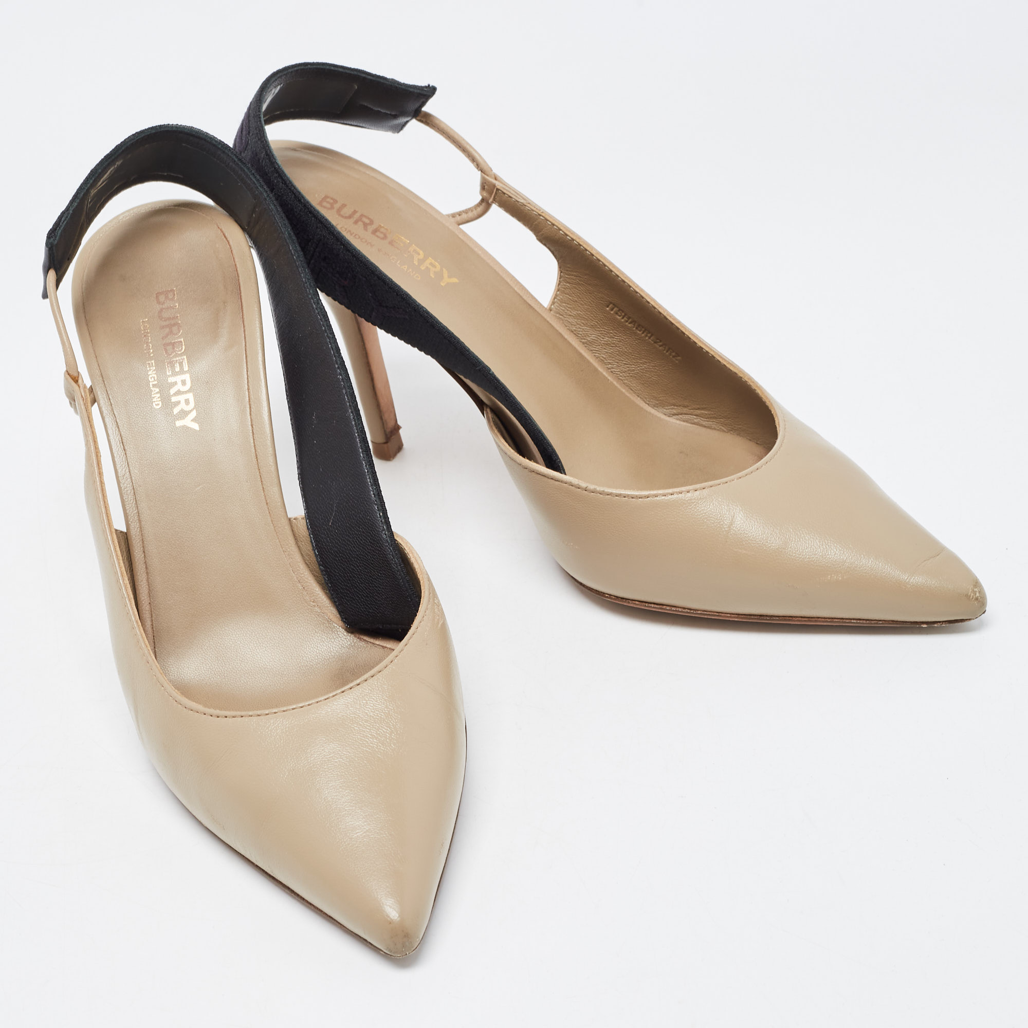 Burberry Brown Leather Slingback Pumps Size 36