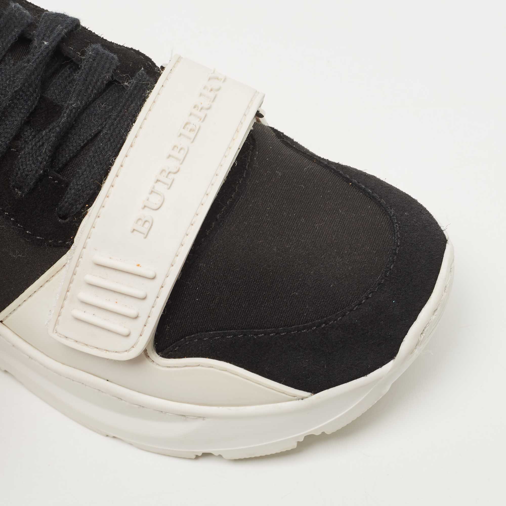 Burberry Black Neoprene And Suede Ramsey Sneakers Size 36
