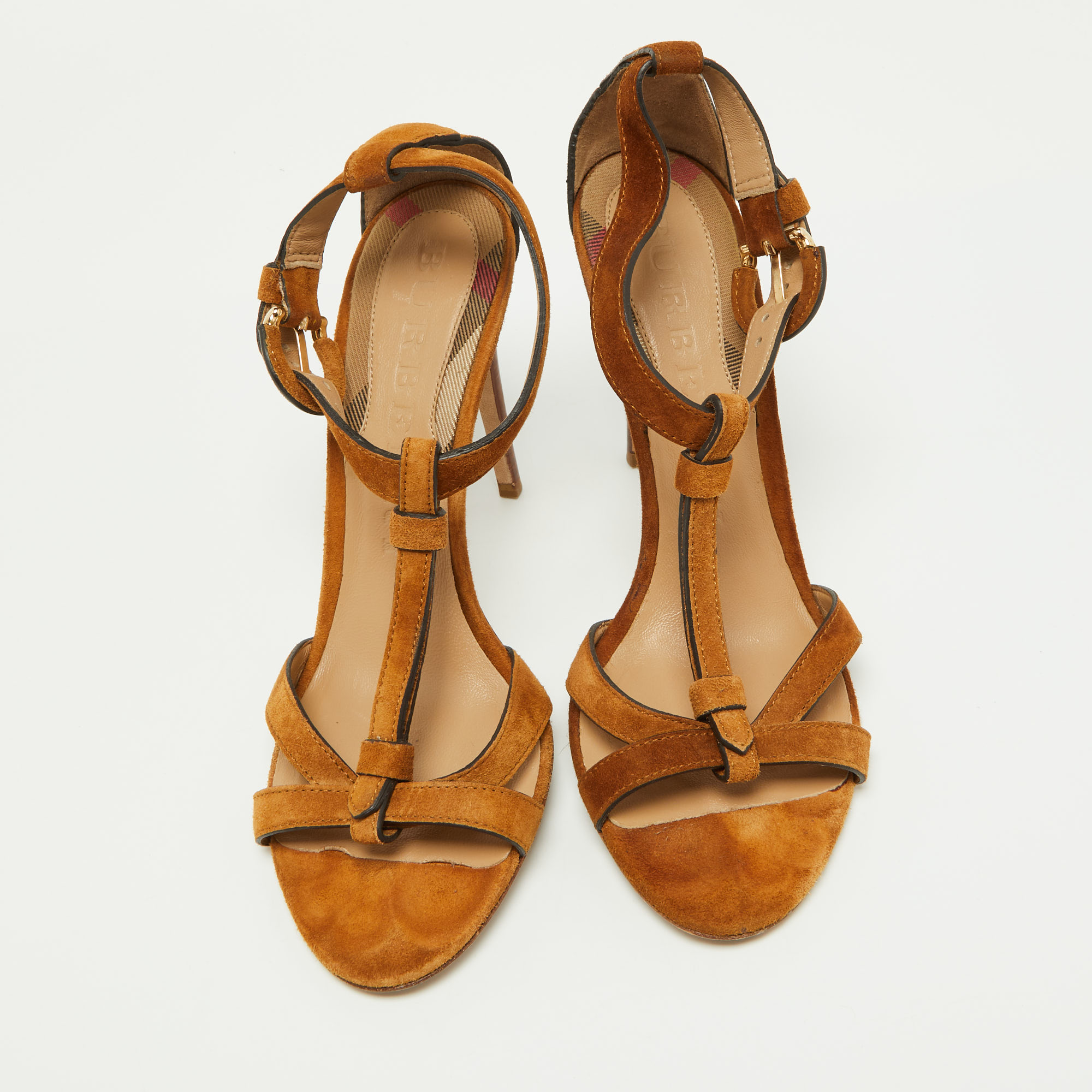 Burberry Brown Suede Ankle Strap Sandals Size 39
