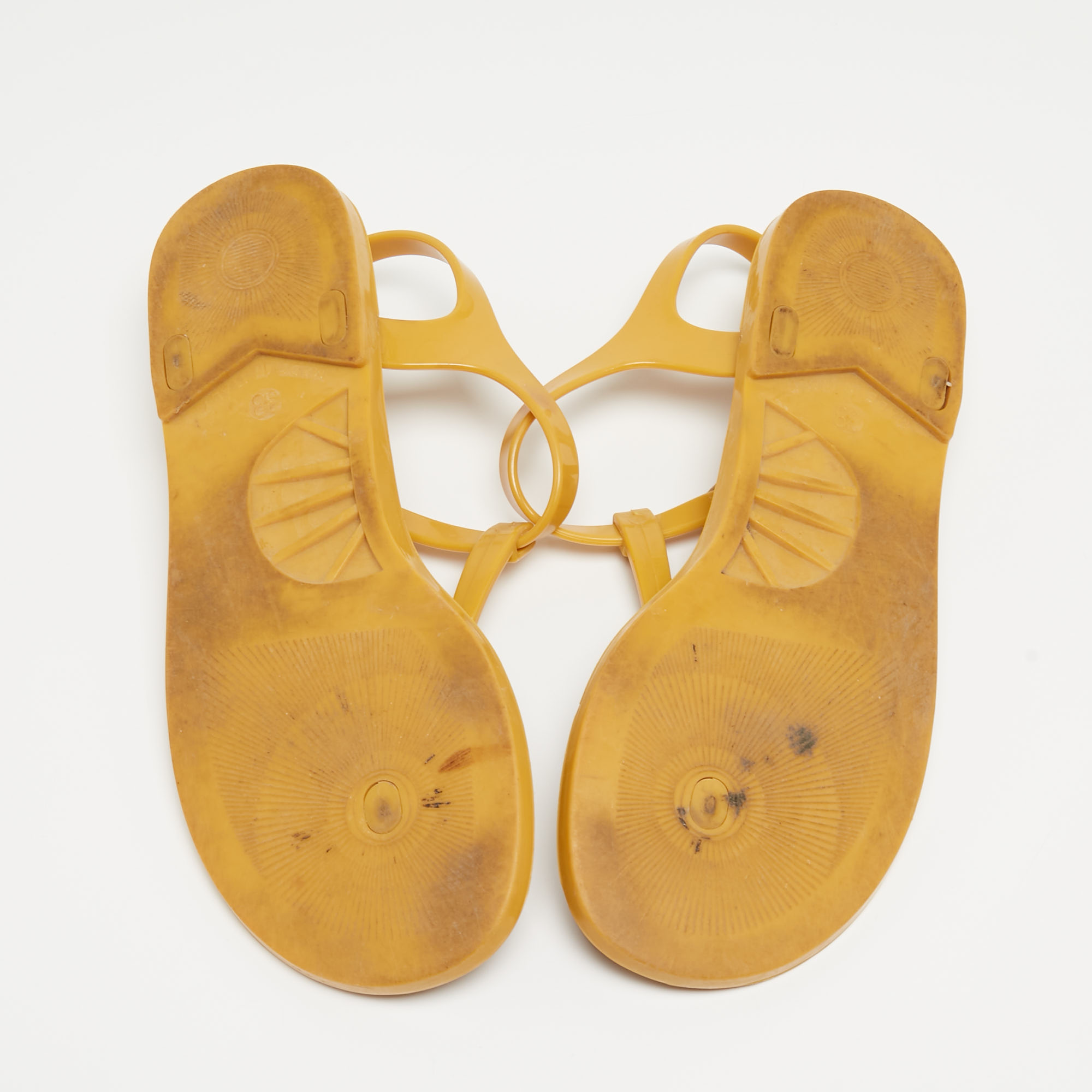 Burberry Yellow Jelly Thong Flat Slides Size 38