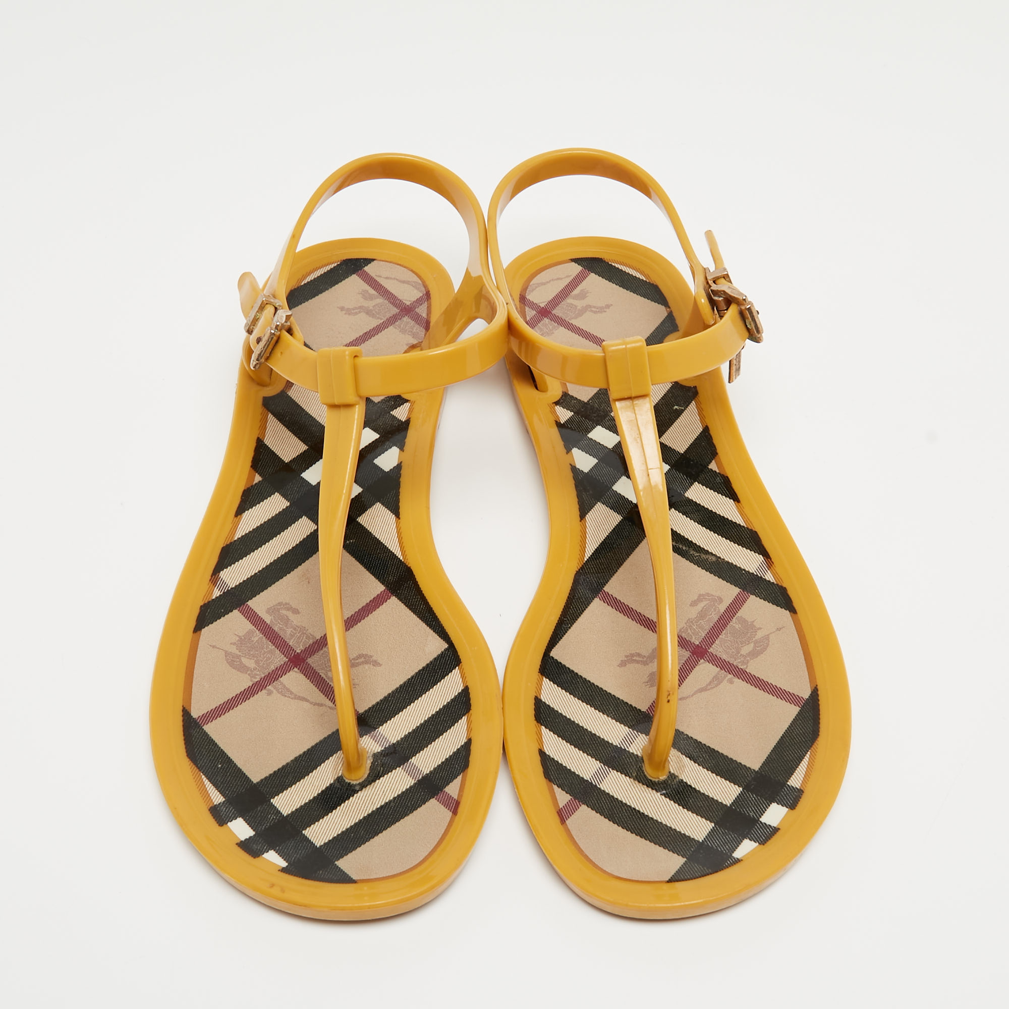 Burberry Yellow Jelly Thong Flat Slides Size 38