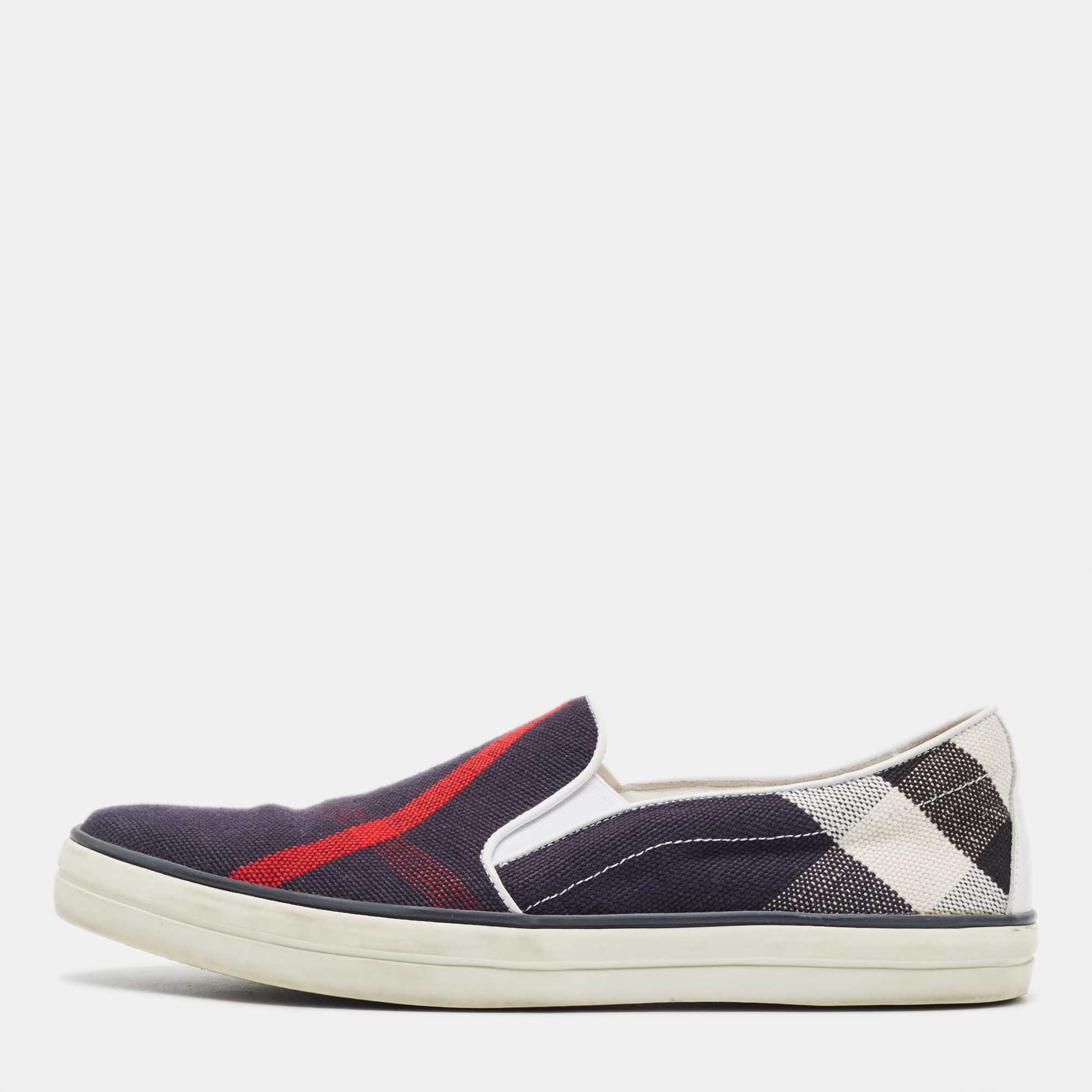 Burberry Multicolor Canvas And Leather Smoking Slipper Size 39.5