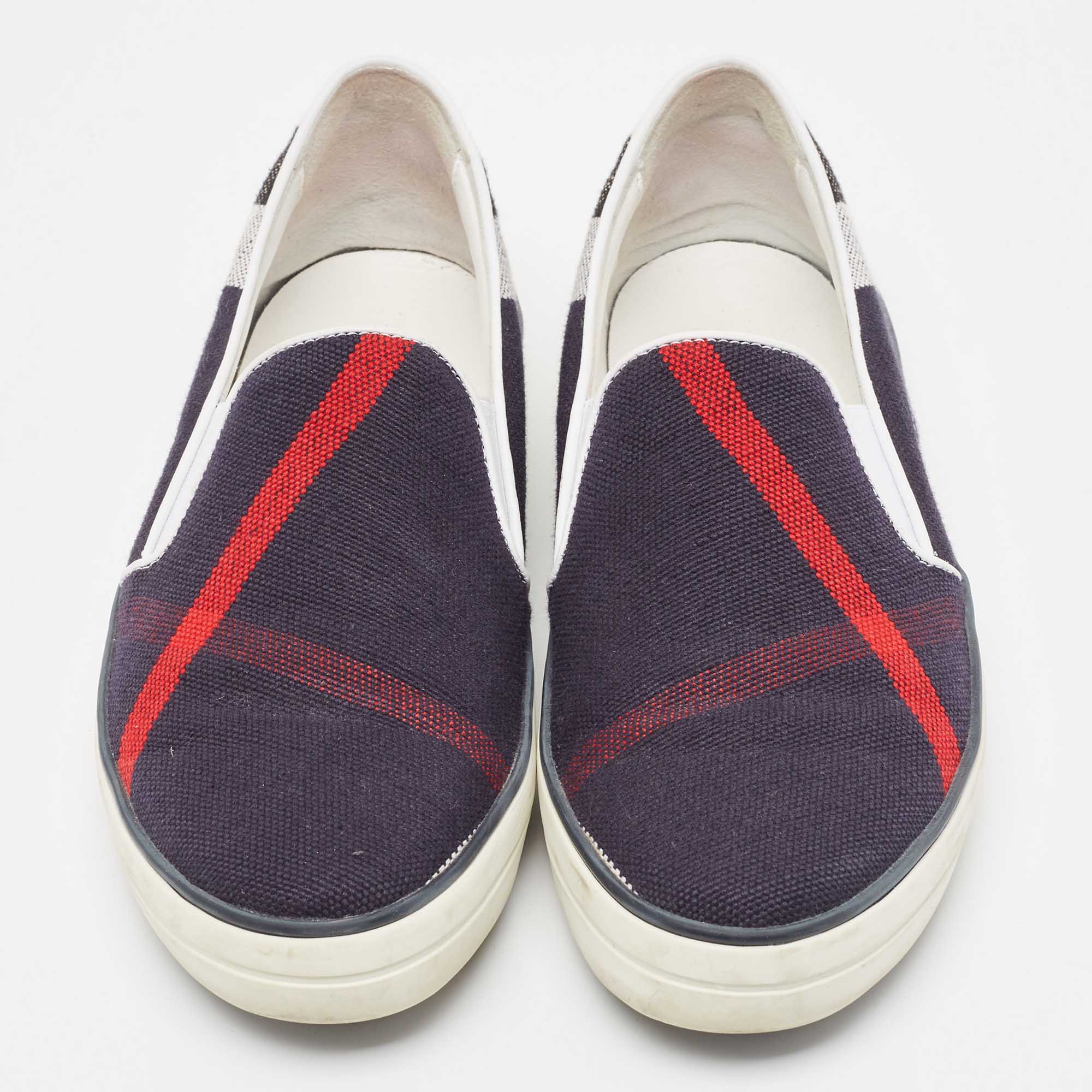 Burberry Multicolor Canvas And Leather Smoking Slipper Size 39.5