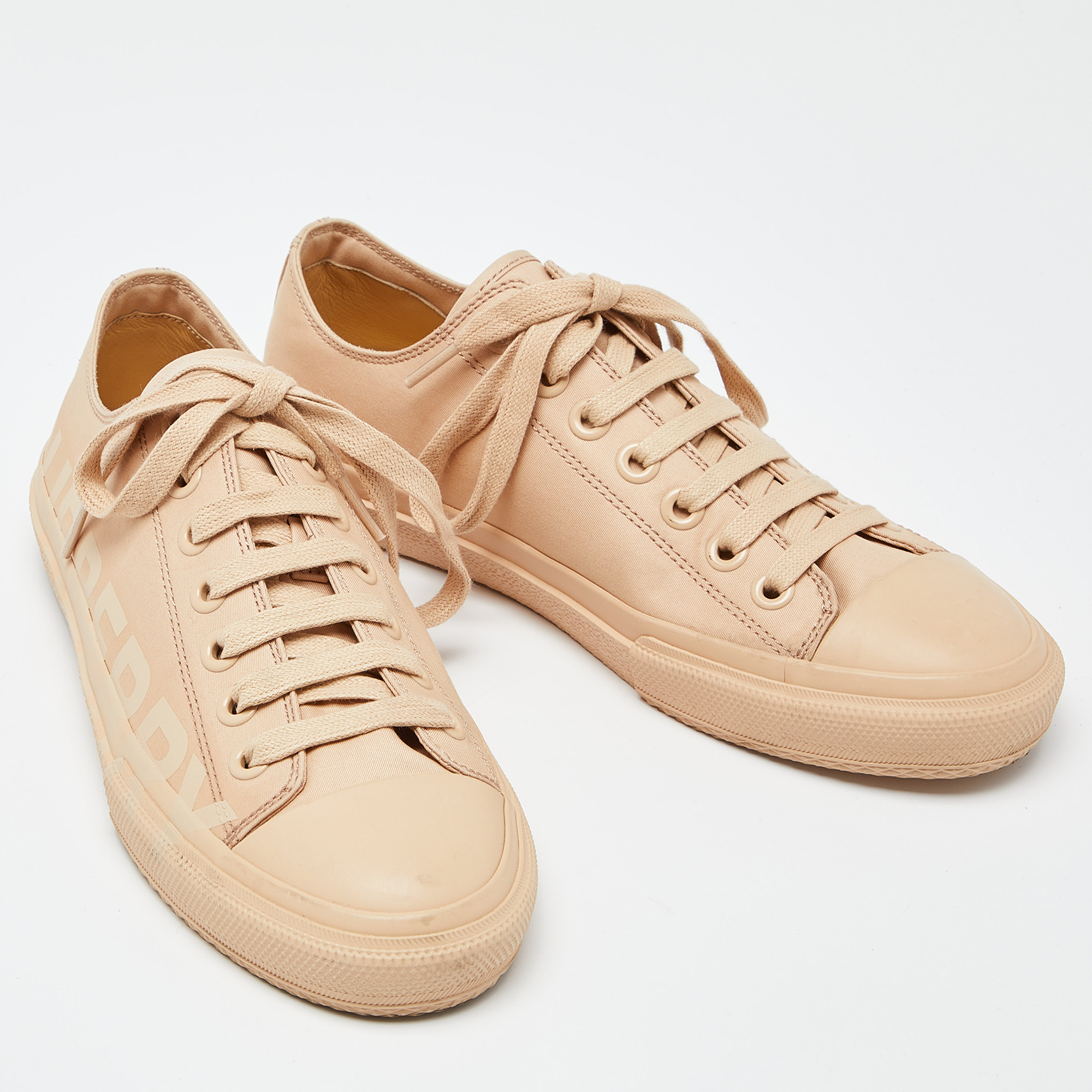 Burberry Beige Logo Print Canvas Sneakers Size 39