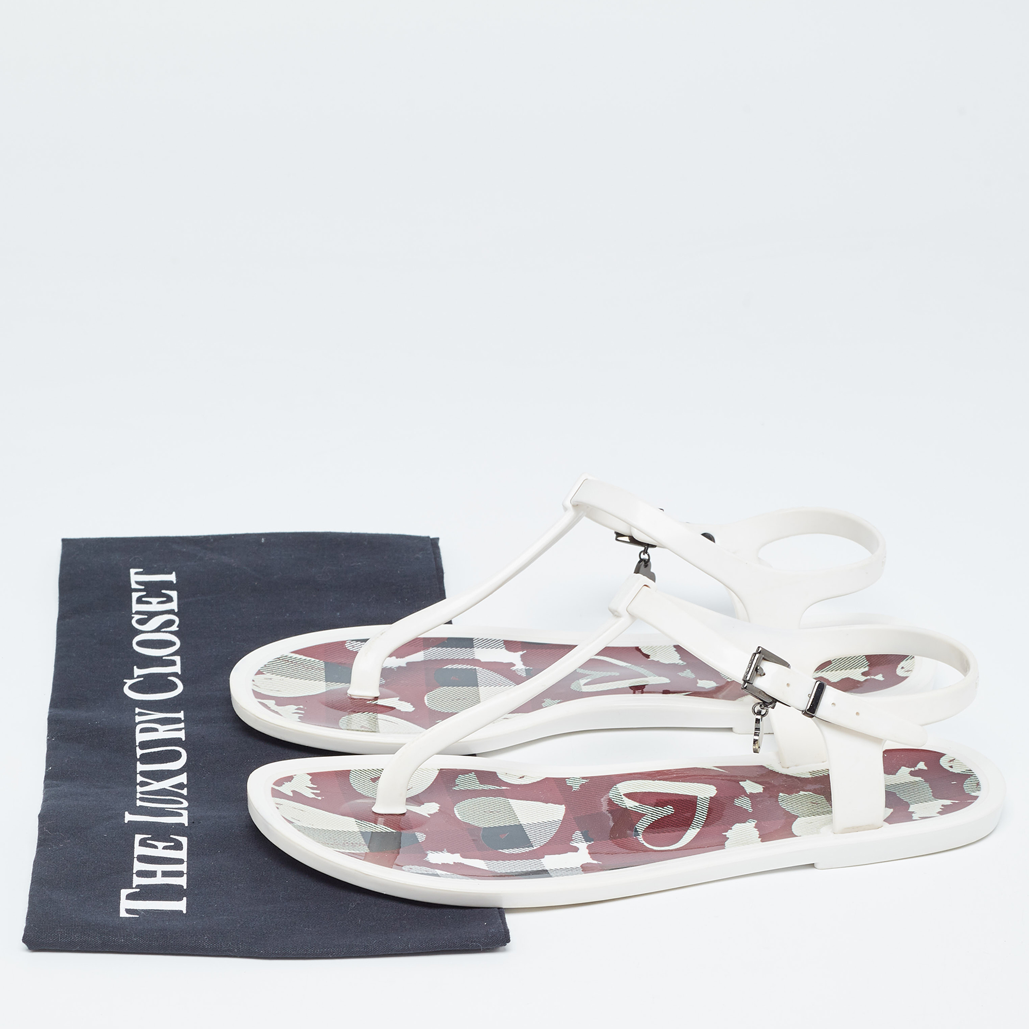 Burberry White Jelly Thong Sandals Size 40