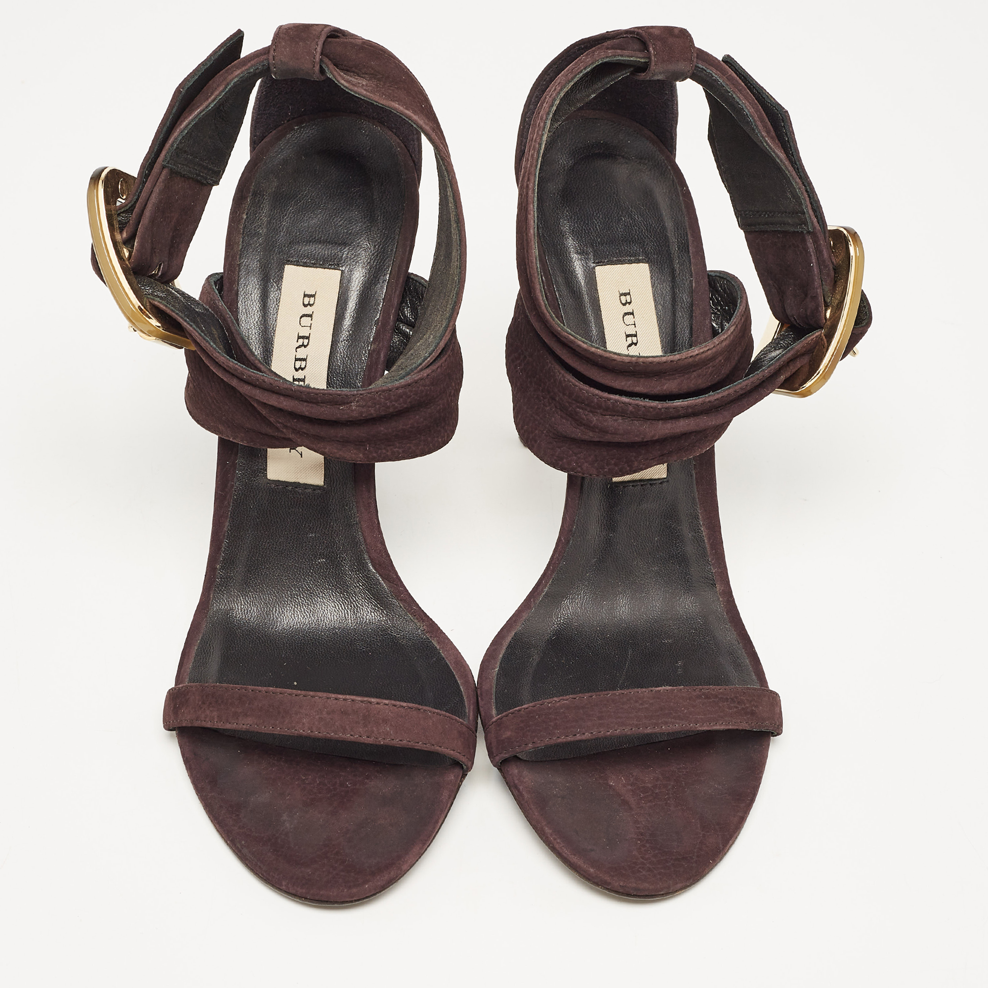 Burberry Purple Suede Buckle Ankle Wrap Sandals Size 37