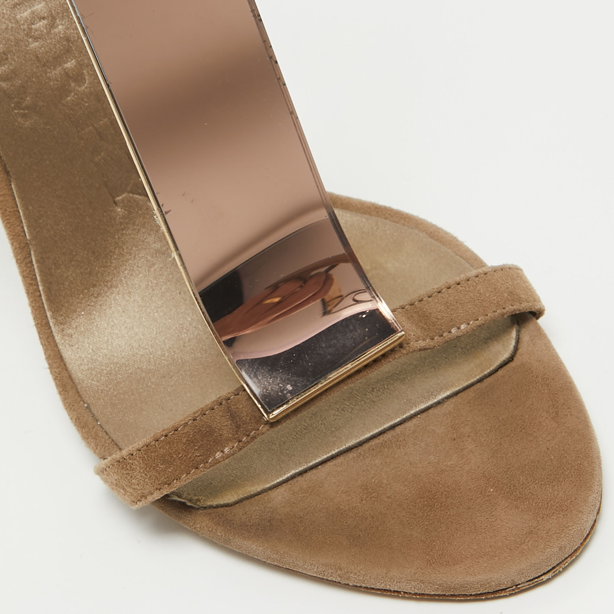 Burberry Beige Suede Embellished Ankle Strap Sandals Size 37