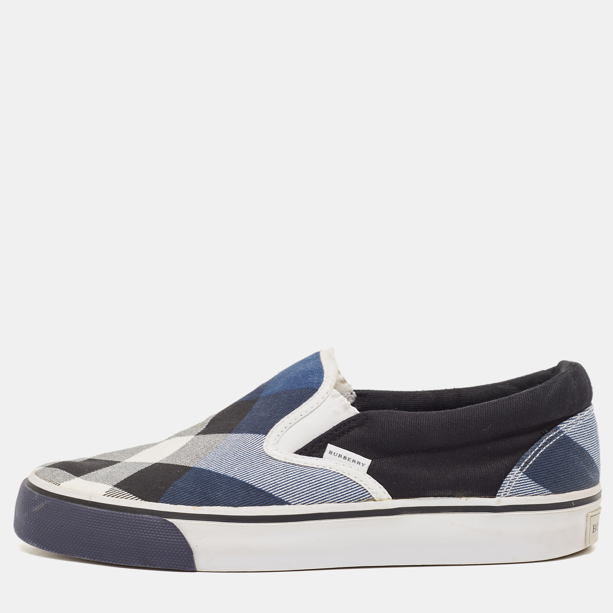 Burberry Tricolor Nova Check Canvas Slip On Sneakers Size 38