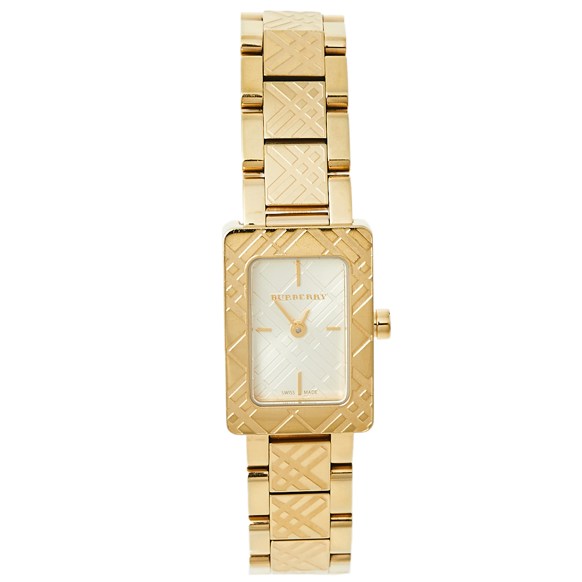 Burberry Gold Plated Stainless Steel Check BU1171 Women's Wristwatch 19 mm