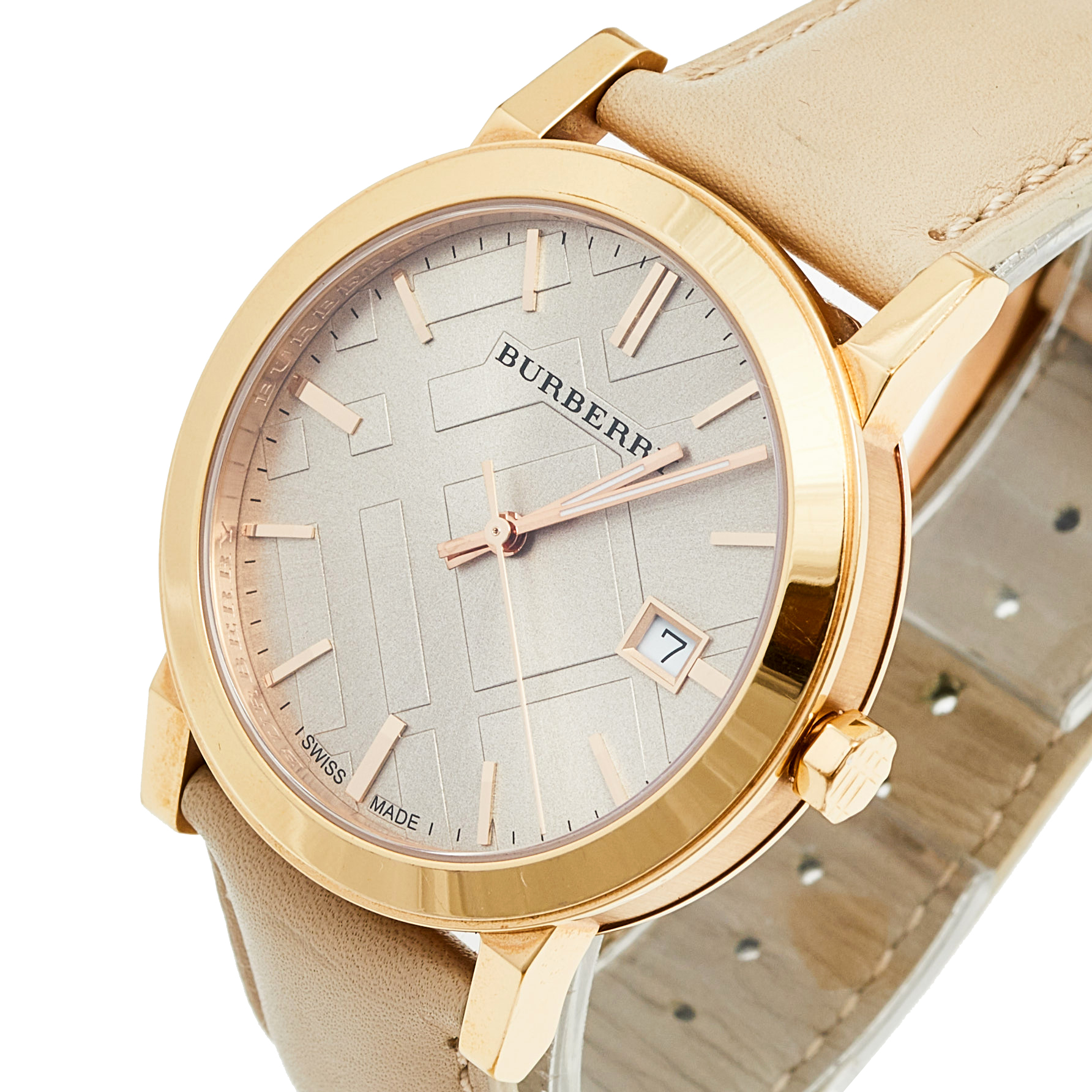 Burberry Beige Rose Gold Plated Stainless Steel Leather BU9014 Women's Wristwatch
Burberry Beige Rose Gold Plated Stainless Steel Leather BU9014 Women's Wristwatch
